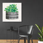 Epic Art 'Cactus Mud Cloth Vase II' by Cindy Jacobs, Acrylic Glass Wall Art,36x36