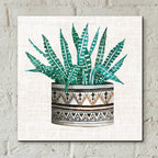 Epic Art 'Cactus Mud Cloth Vase III' by Cindy Jacobs, Acrylic Glass Wall Art,12x12
