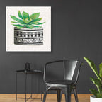 Epic Art 'Cactus Mud Cloth Vase IV' by Cindy Jacobs, Acrylic Glass Wall Art,36x36