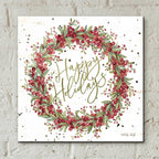 Epic Art 'Happy Holidays Berry Wreath' by Cindy Jacobs, Acrylic Glass Wall Art,12x12