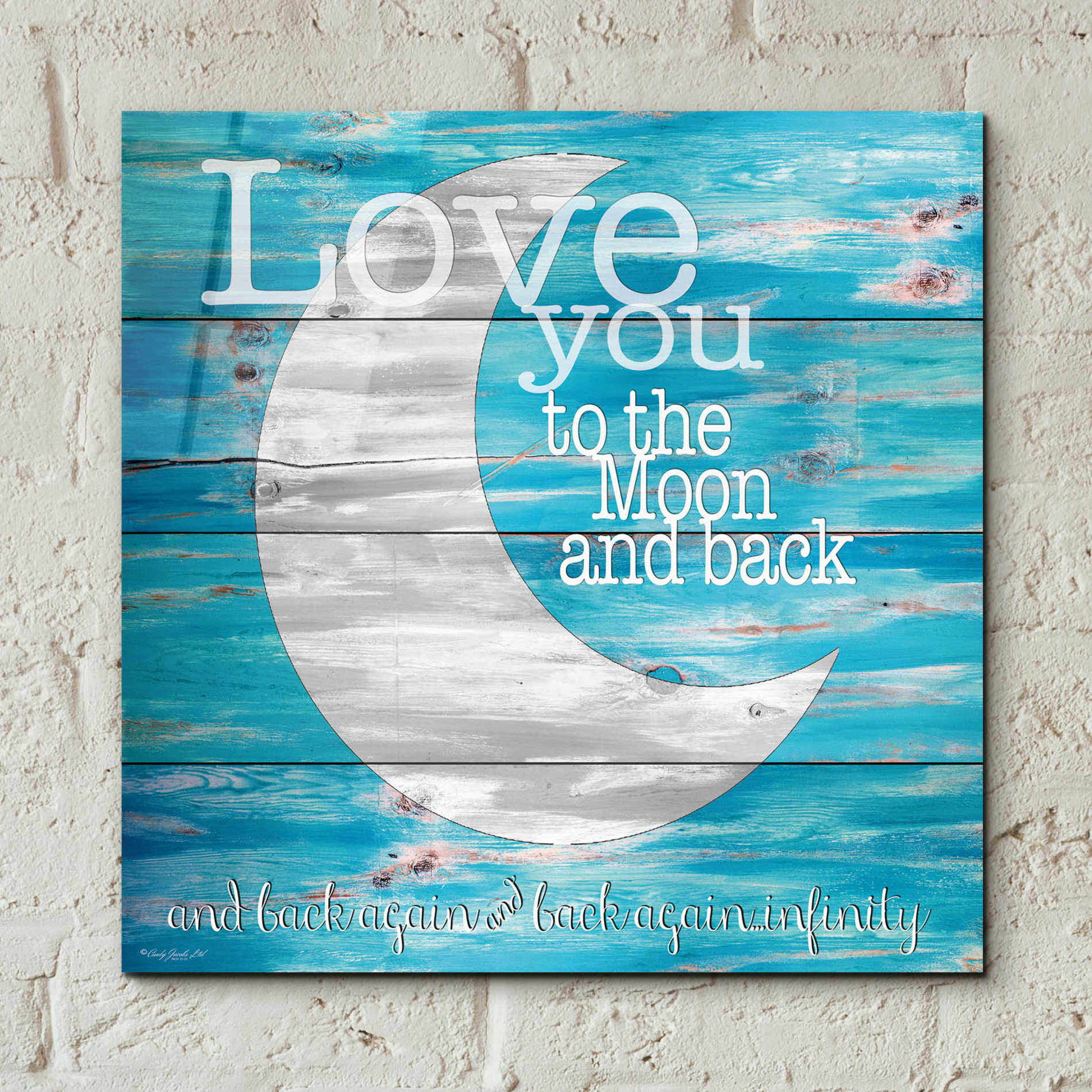 Epic Art 'Love You to the Moon and Back' by Cindy Jacobs, Acrylic Glass Wall Art,12x12