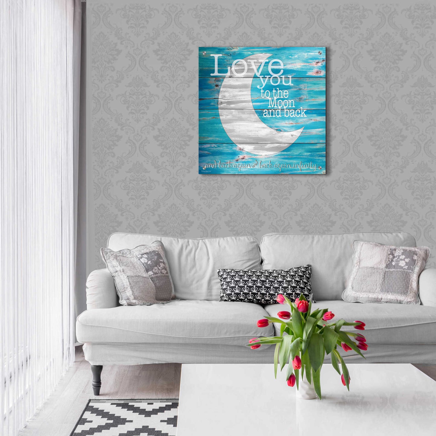 Epic Art 'Love You to the Moon and Back' by Cindy Jacobs, Acrylic Glass Wall Art,24x24