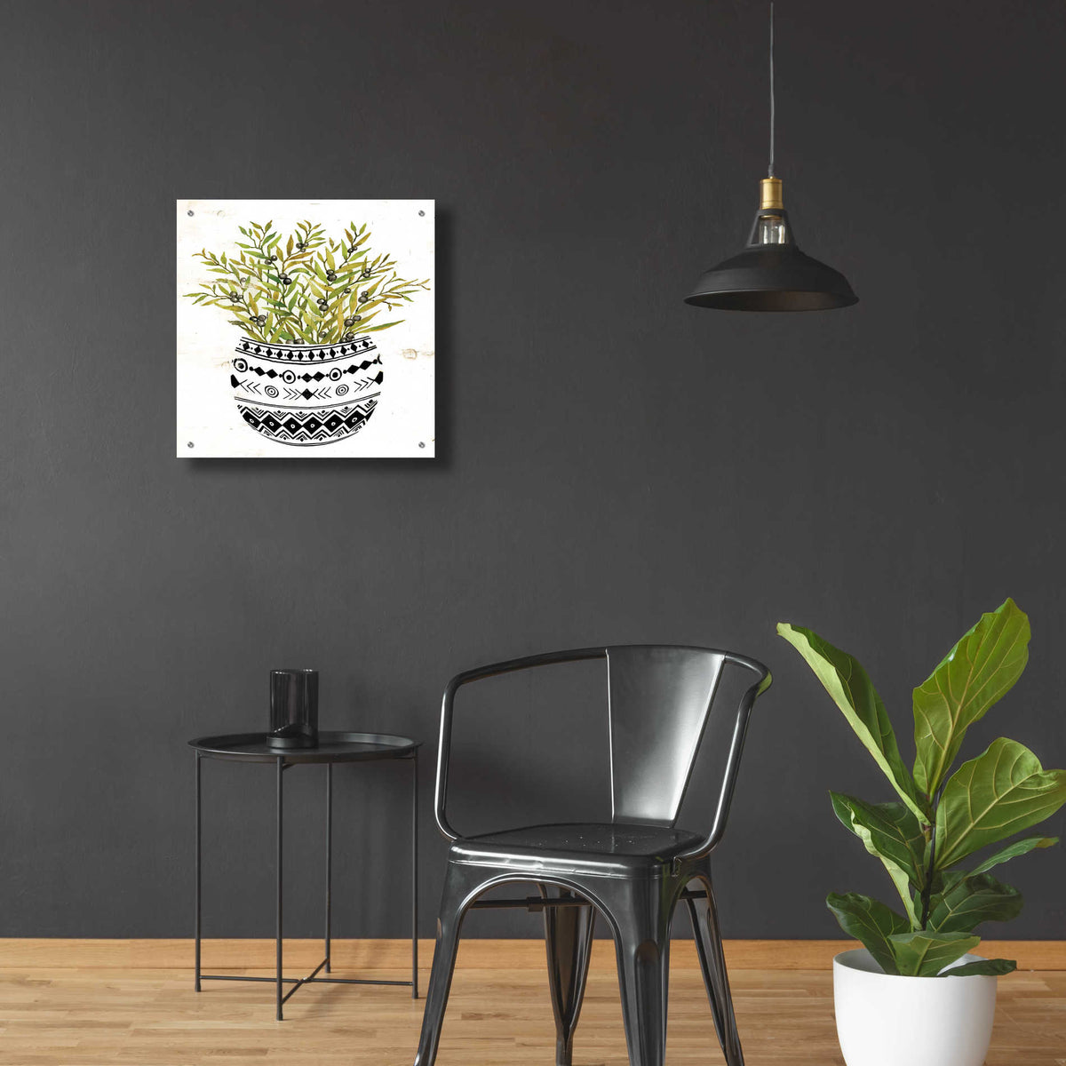 Epic Art 'Mud Cloth Succulent I' by Cindy Jacobs, Acrylic Glass Wall Art,24x24