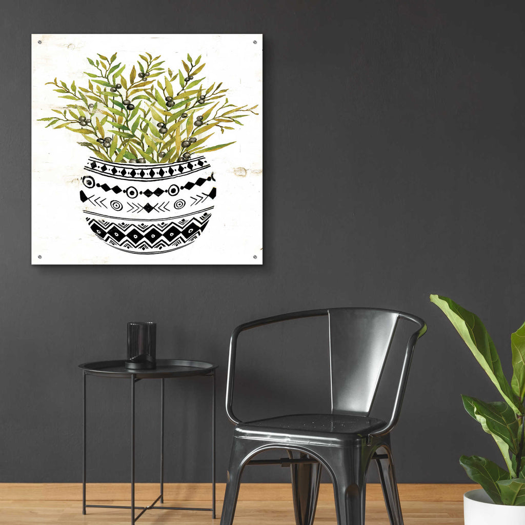 Epic Art 'Mud Cloth Succulent I' by Cindy Jacobs, Acrylic Glass Wall Art,36x36