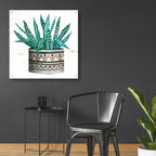 Epic Art 'Mud Cloth Succulent II' by Cindy Jacobs, Acrylic Glass Wall Art,36x36