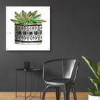 Epic Art 'Mud Cloth Succulent III' by Cindy Jacobs, Acrylic Glass Wall Art,36x36