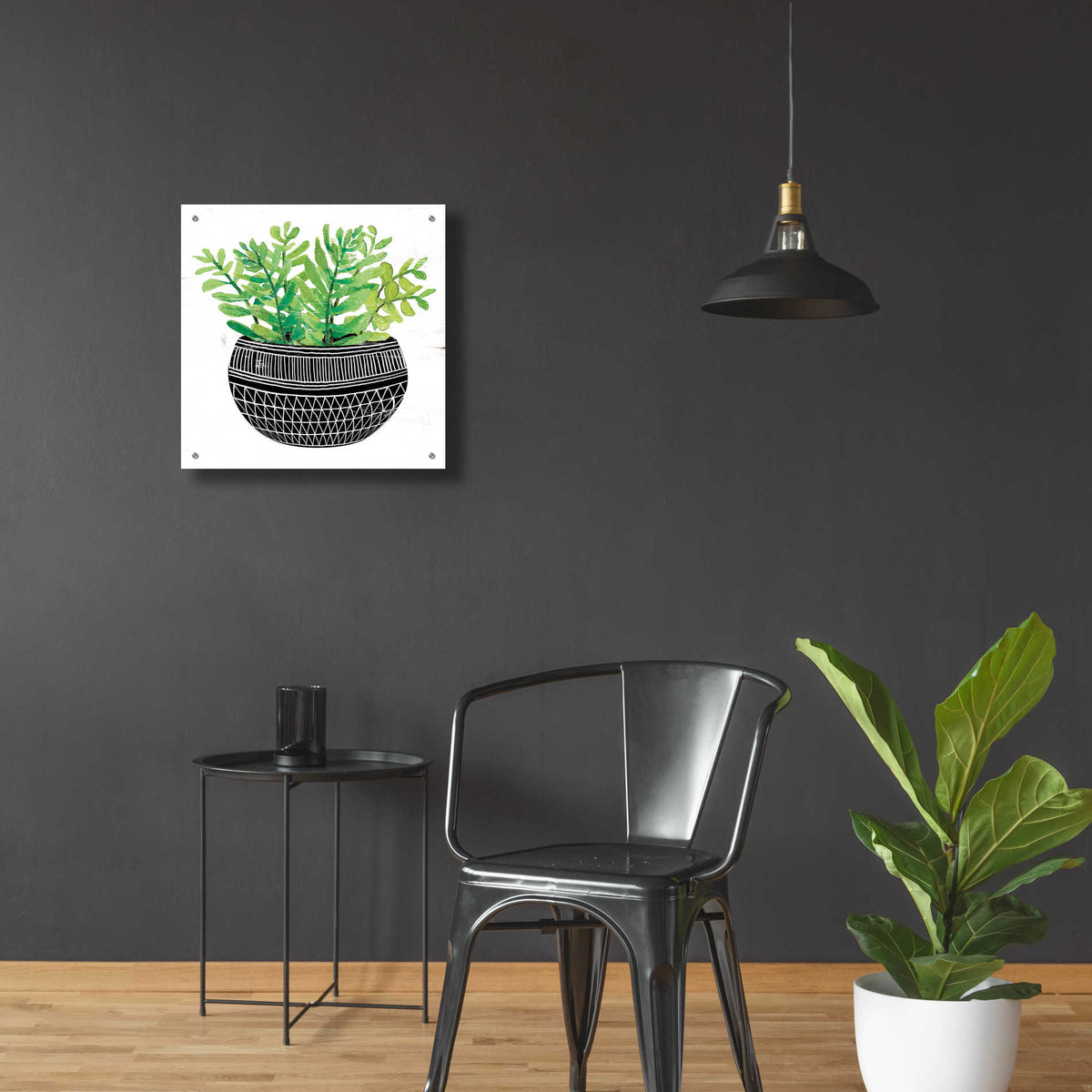Epic Art 'Mud Cloth Succulent V' by Cindy Jacobs, Acrylic Glass Wall Art,24x24