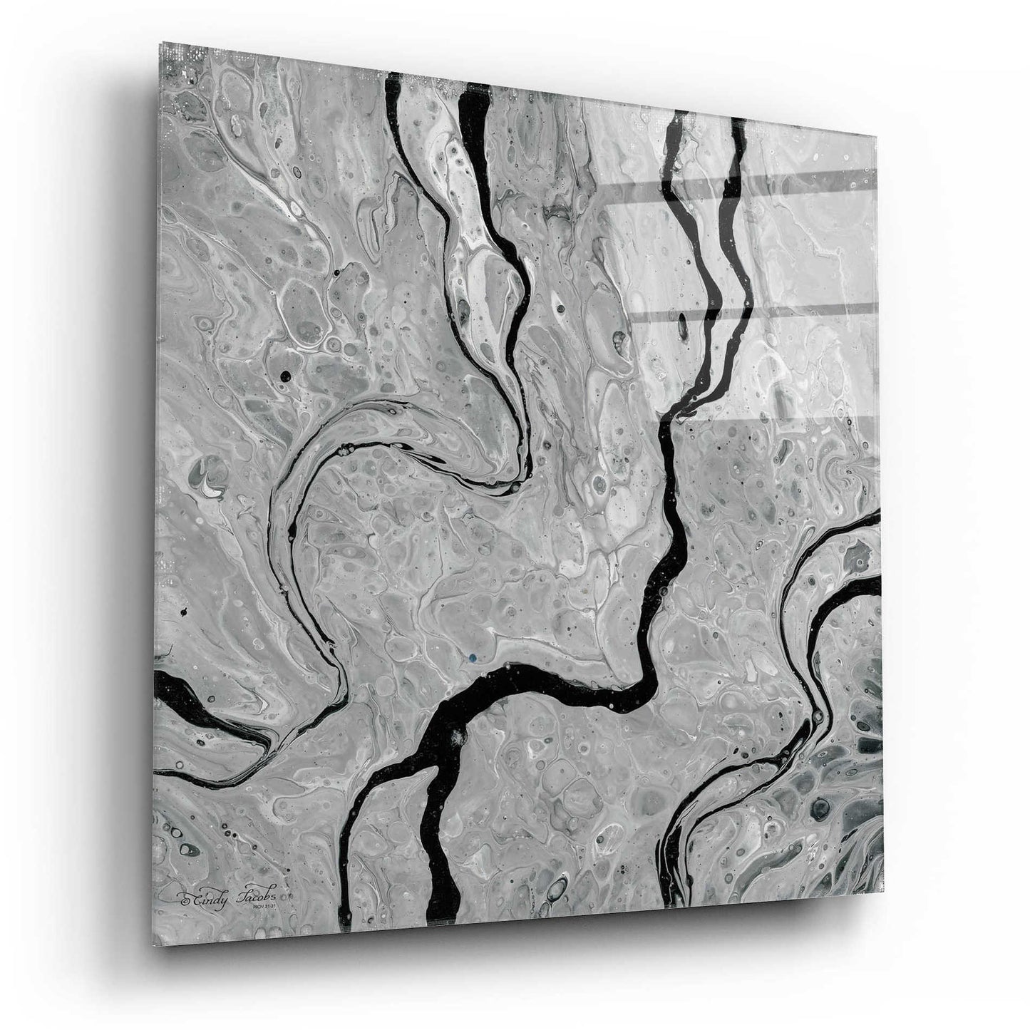 Epic Art 'Abstract in Gray IV' by Cindy Jacobs, Acrylic Glass Wall Art,12x12