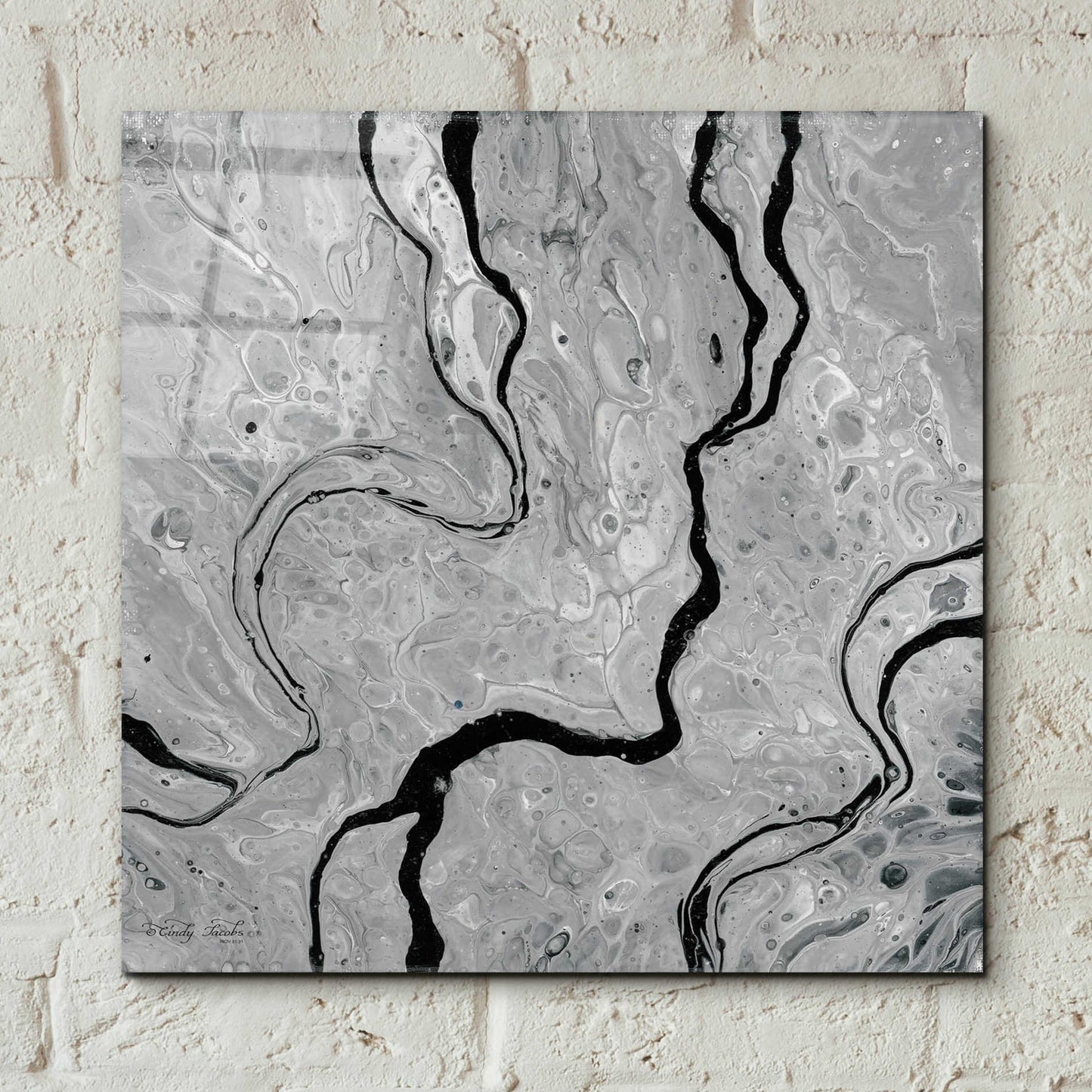 Epic Art 'Abstract in Gray IV' by Cindy Jacobs, Acrylic Glass Wall Art,12x12