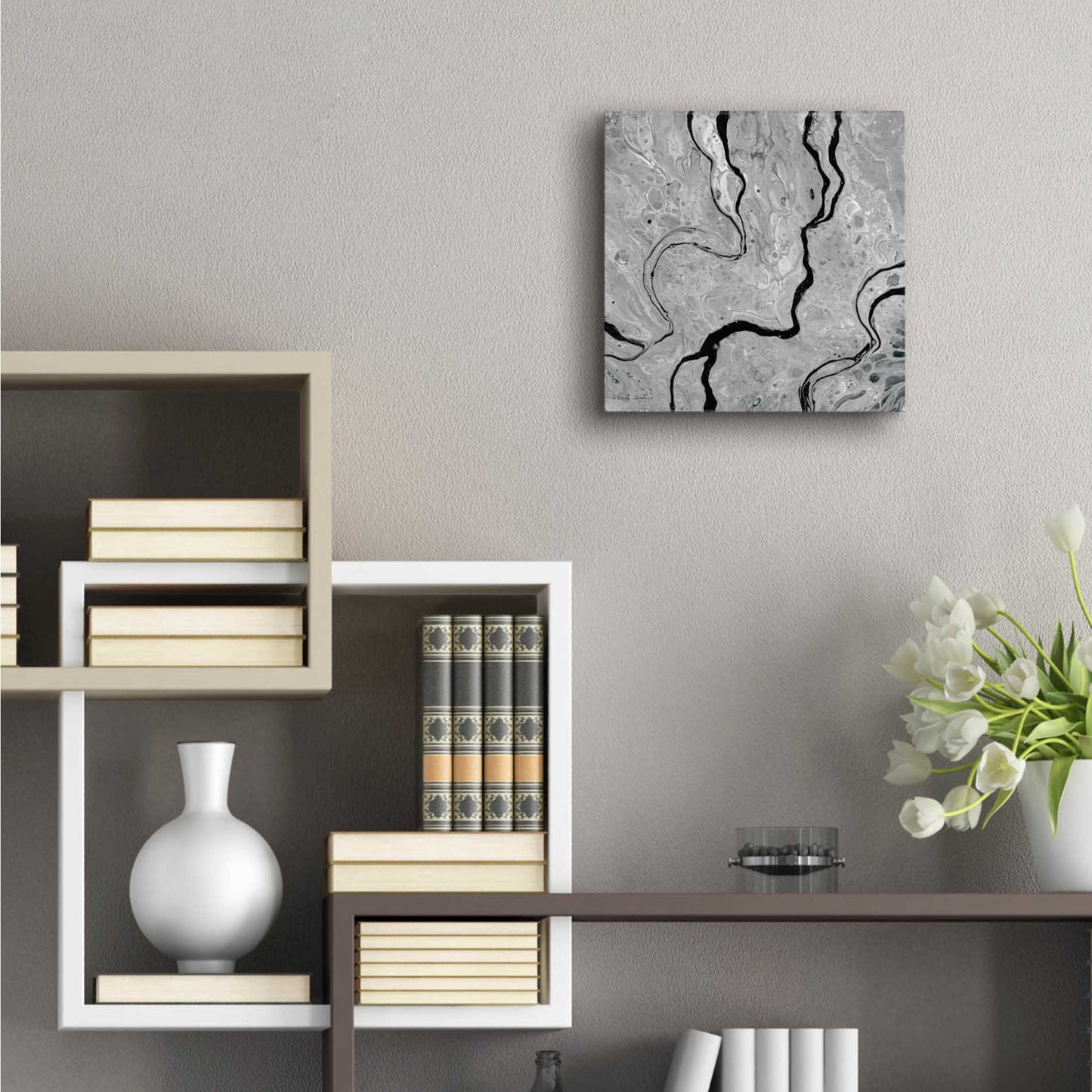 Epic Art 'Abstract in Gray IV' by Cindy Jacobs, Acrylic Glass Wall Art,12x12