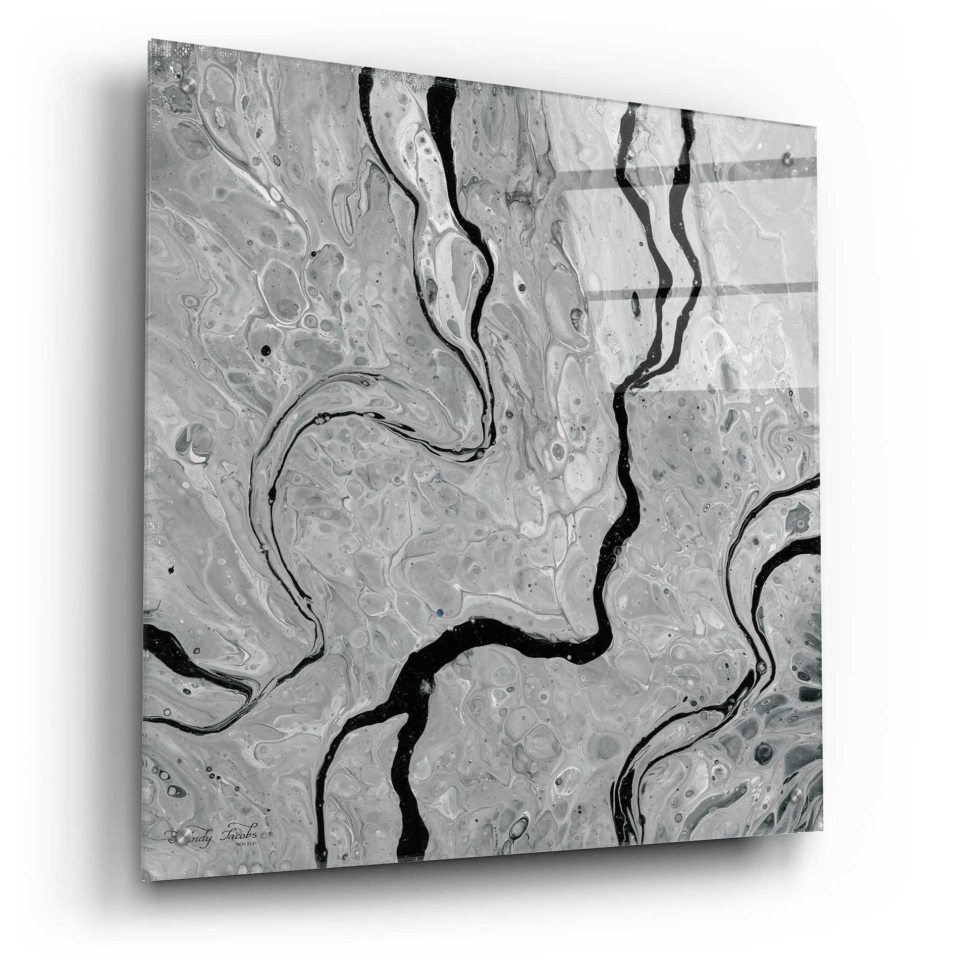 Epic Art 'Abstract in Gray IV' by Cindy Jacobs, Acrylic Glass Wall Art,24x24