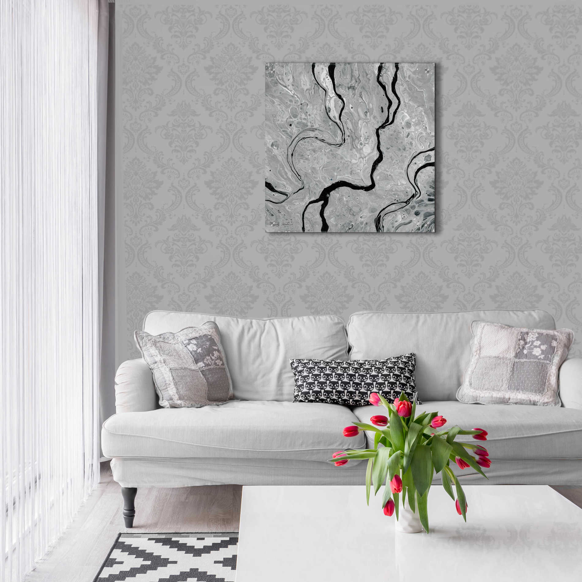 Epic Art 'Abstract in Gray IV' by Cindy Jacobs, Acrylic Glass Wall Art,24x24