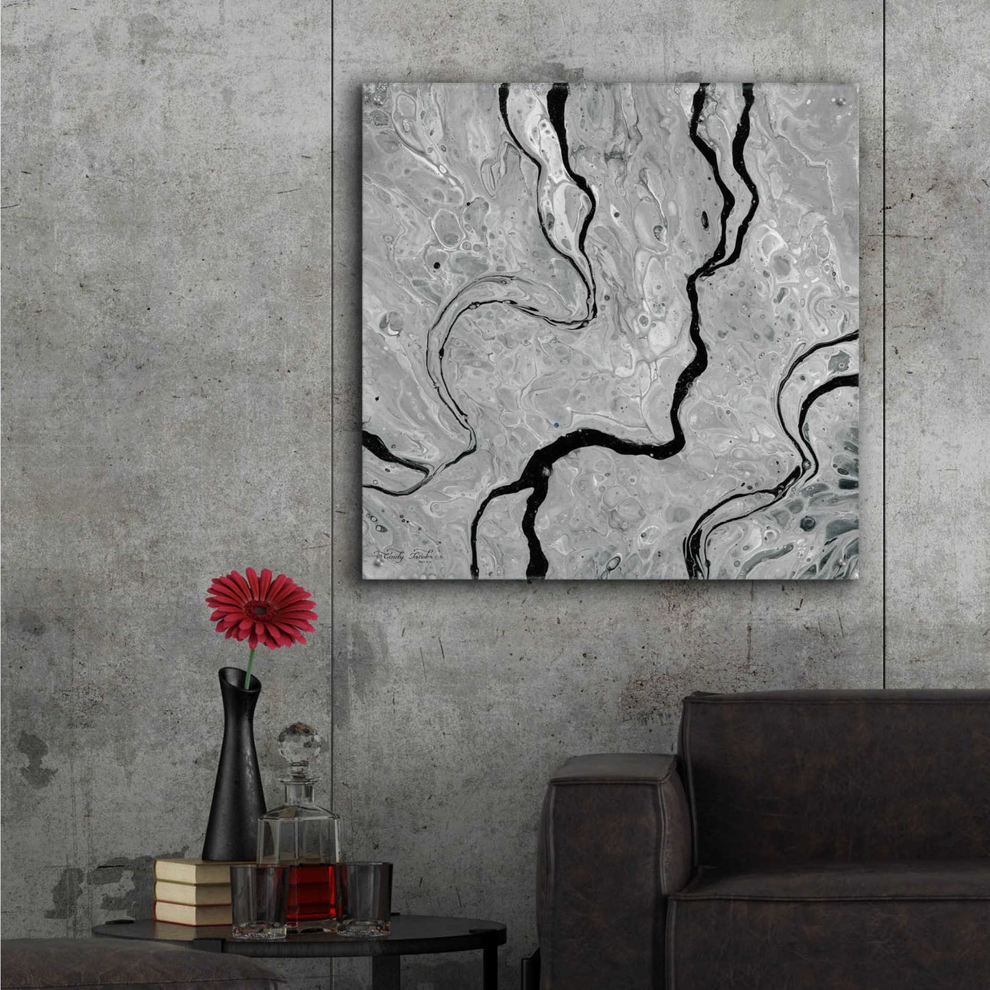 Epic Art 'Abstract in Gray IV' by Cindy Jacobs, Acrylic Glass Wall Art,36x36