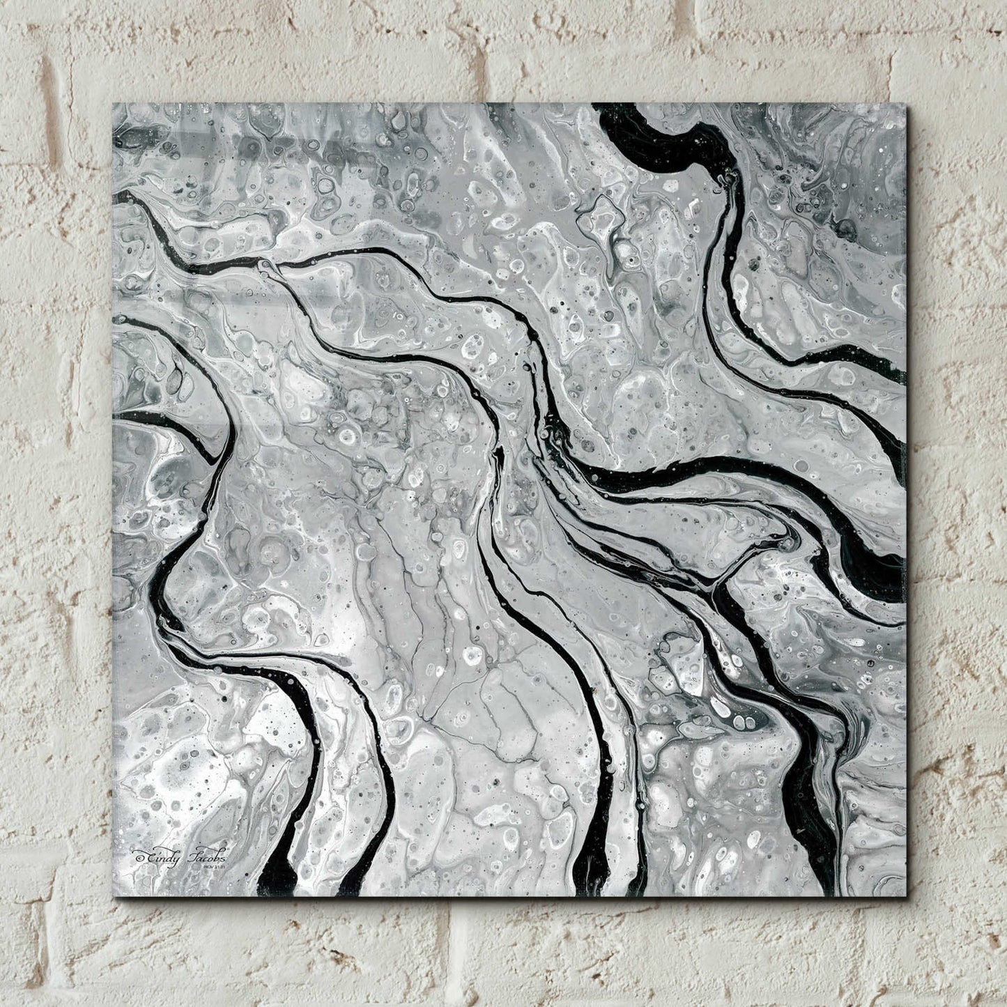 Epic Art 'Abstract in Gray V' by Cindy Jacobs, Acrylic Glass Wall Art,12x12