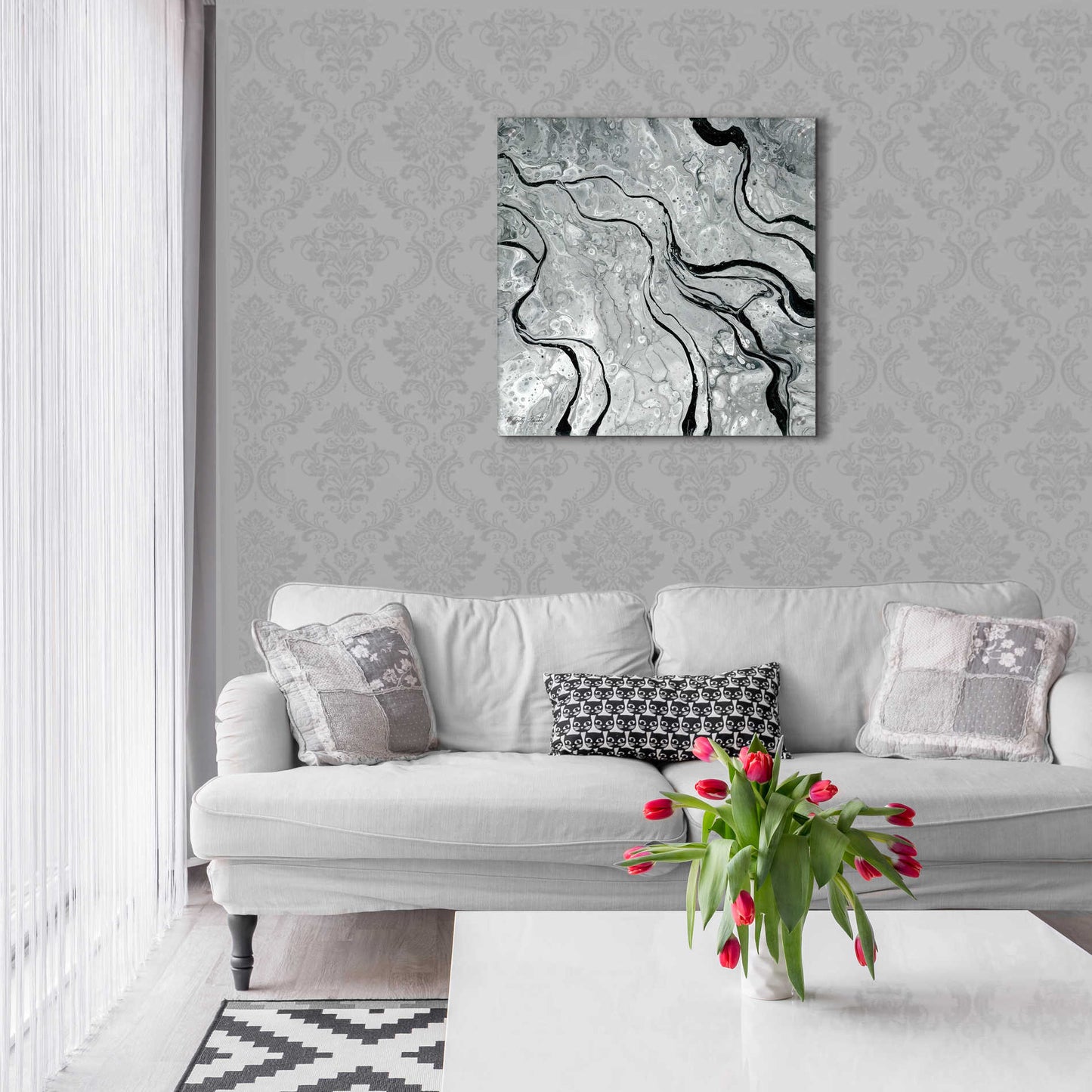 Epic Art 'Abstract in Gray V' by Cindy Jacobs, Acrylic Glass Wall Art,24x24