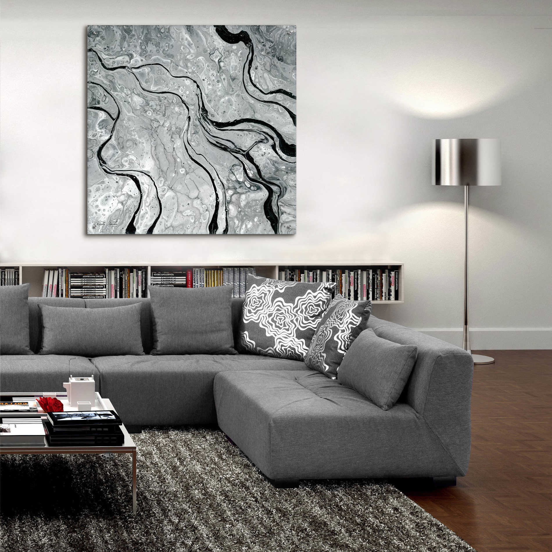 Epic Art 'Abstract in Gray V' by Cindy Jacobs, Acrylic Glass Wall Art,36x36