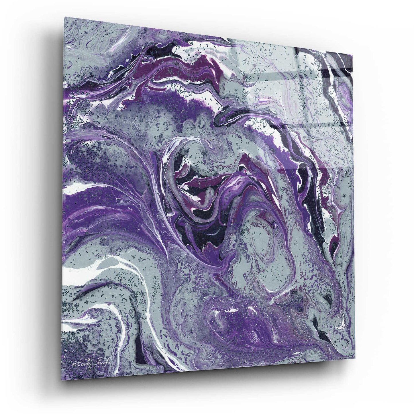 Epic Art 'Abstract in Purple I' by Cindy Jacobs, Acrylic Glass Wall Art,12x12