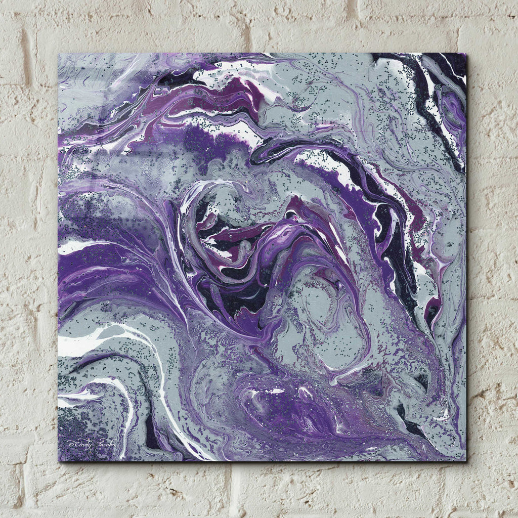 Epic Art 'Abstract in Purple I' by Cindy Jacobs, Acrylic Glass Wall Art,12x12
