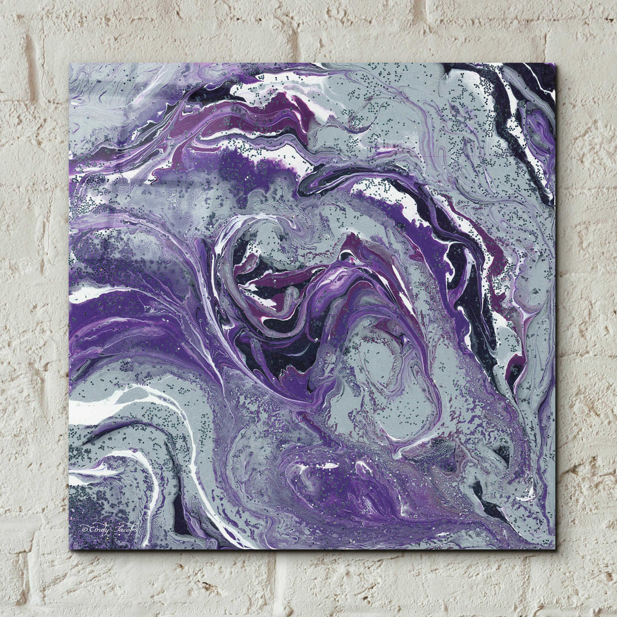Epic Art 'Abstract in Purple I' by Cindy Jacobs, Acrylic Glass Wall Art,12x12
