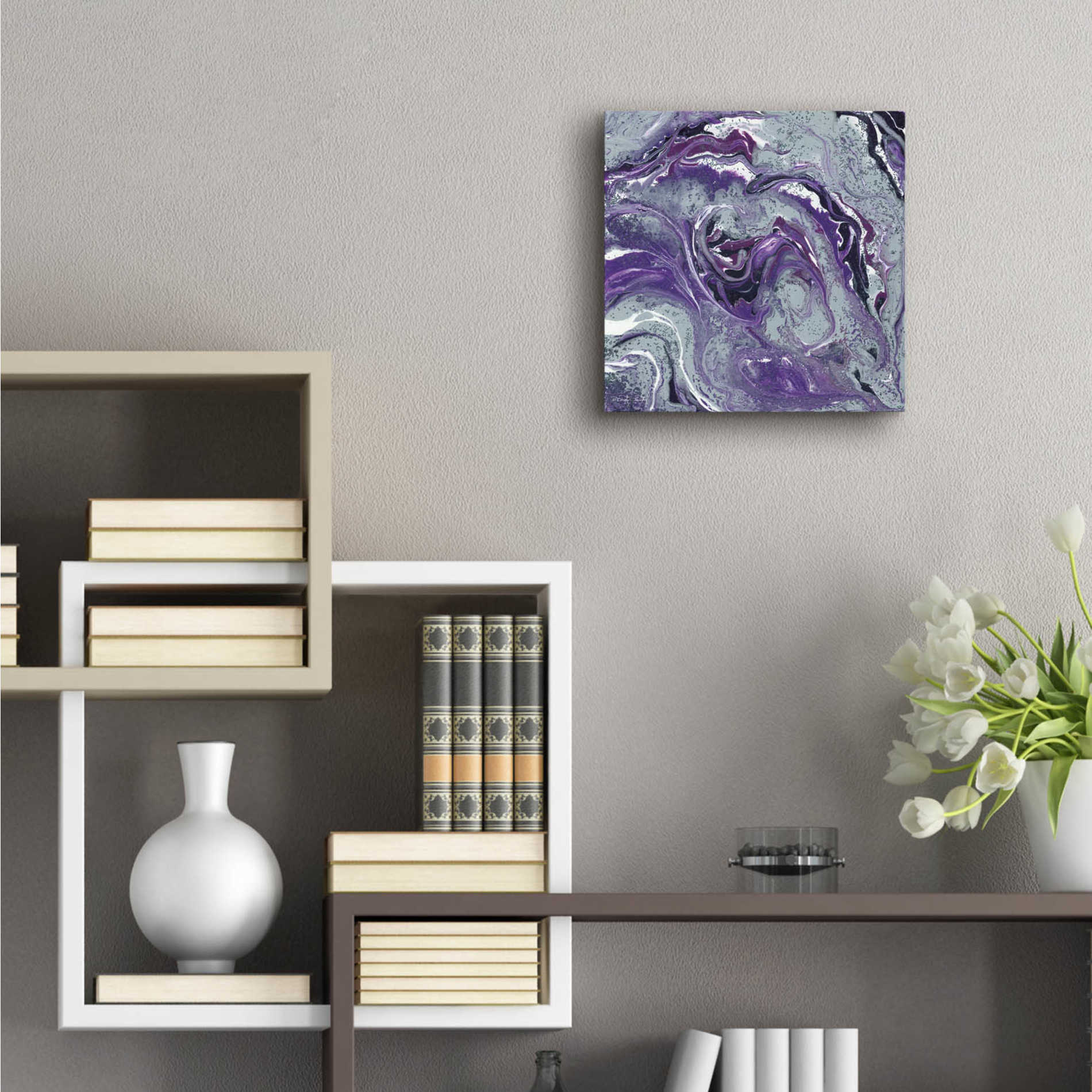 Epic Art 'Abstract in Purple I' by Cindy Jacobs, Acrylic Glass Wall Art,12x12