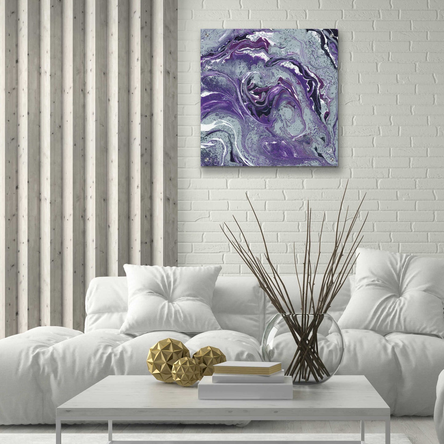 Epic Art 'Abstract in Purple I' by Cindy Jacobs, Acrylic Glass Wall Art,24x24