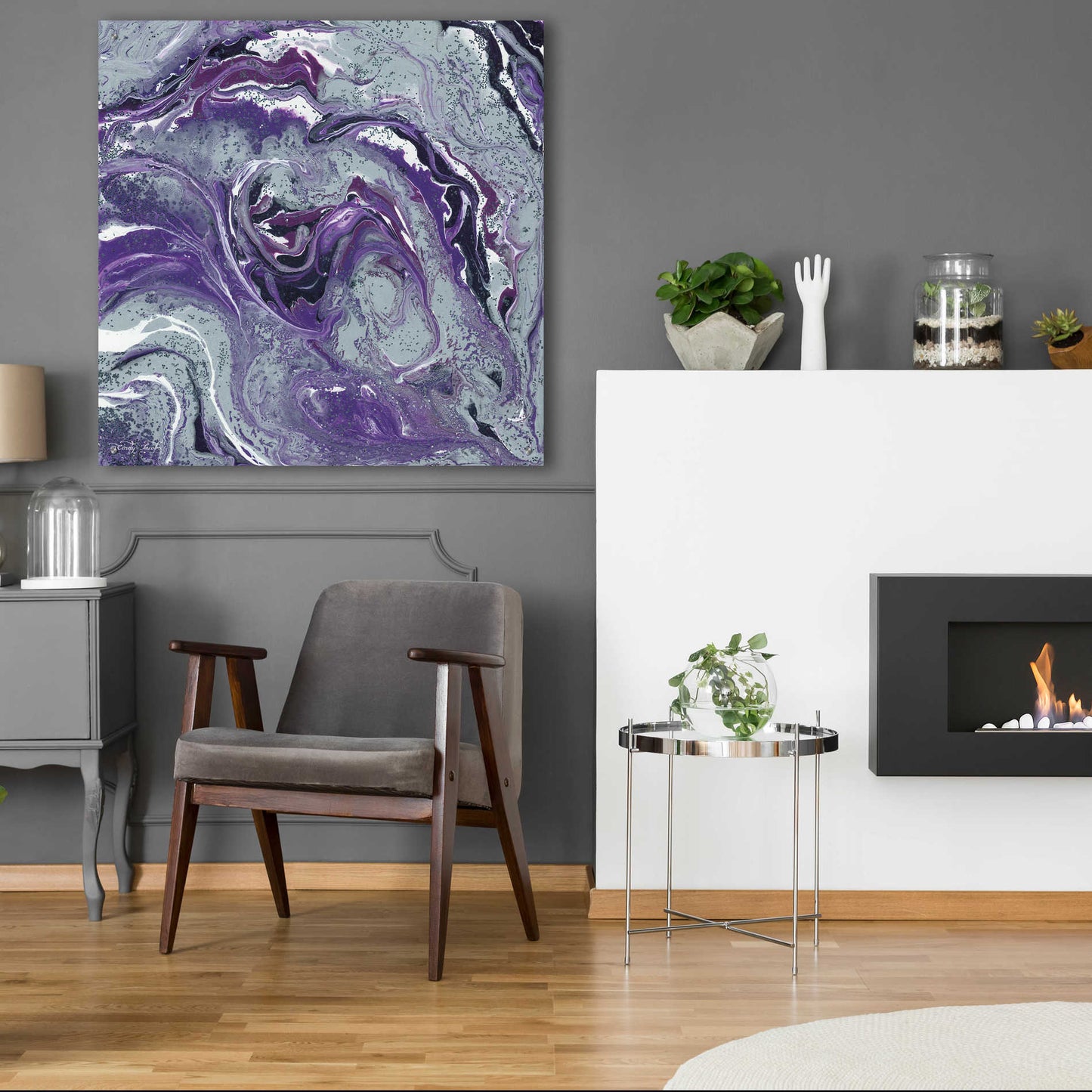 Epic Art 'Abstract in Purple I' by Cindy Jacobs, Acrylic Glass Wall Art,36x36