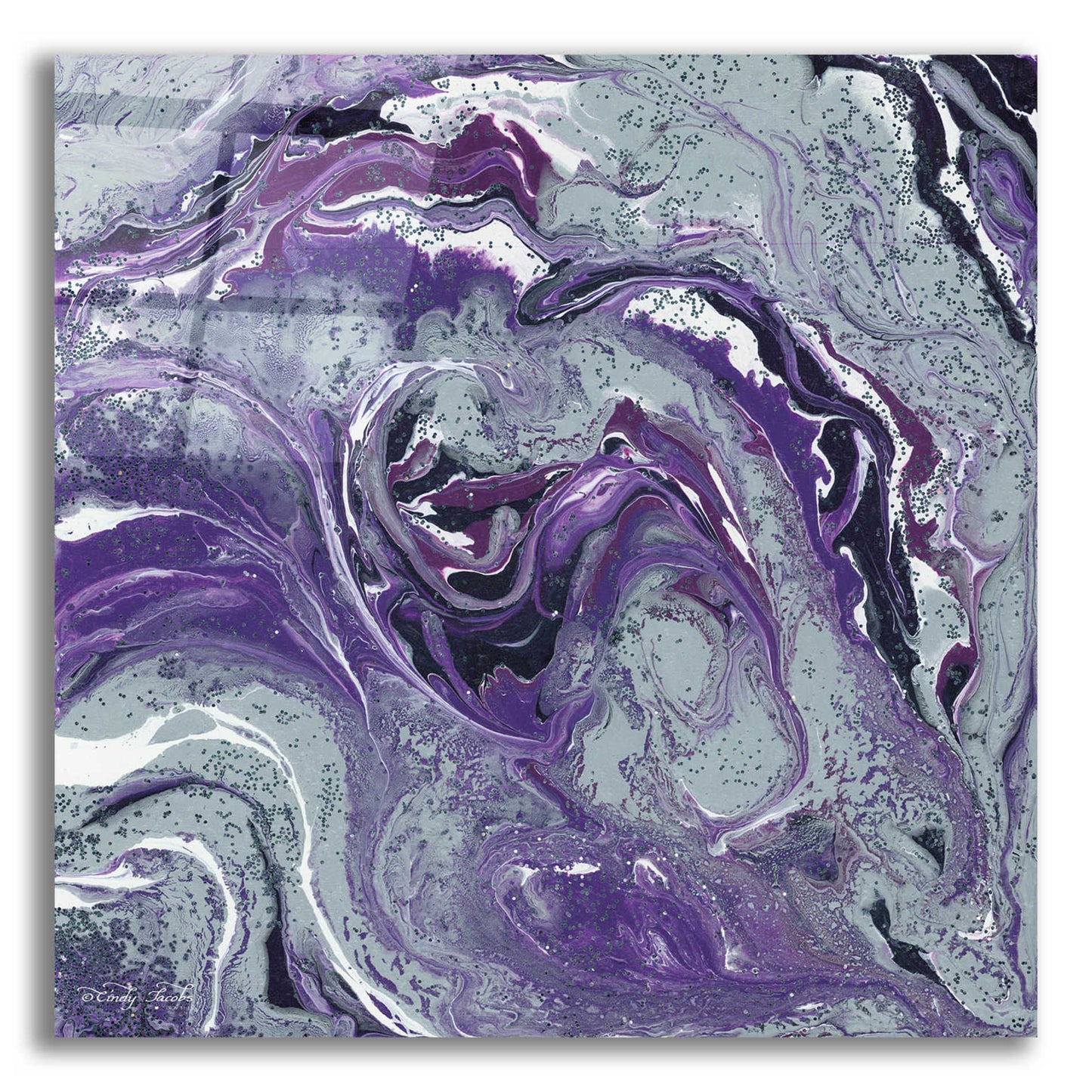 Epic Art 'Abstract in Purple I' by Cindy Jacobs, Acrylic Glass Wall Art