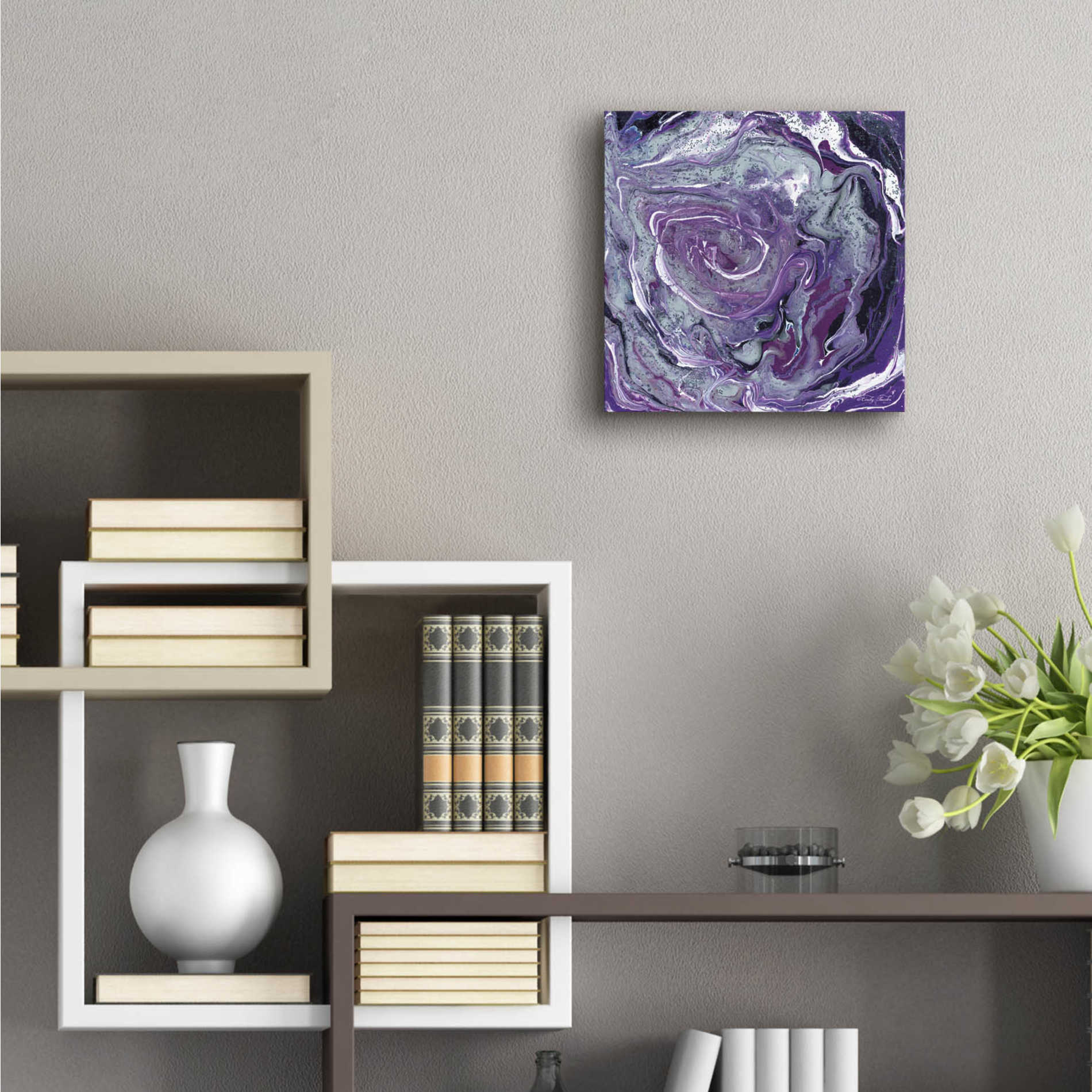 Epic Art 'Abstract in Purple II' by Cindy Jacobs, Acrylic Glass Wall Art,12x12