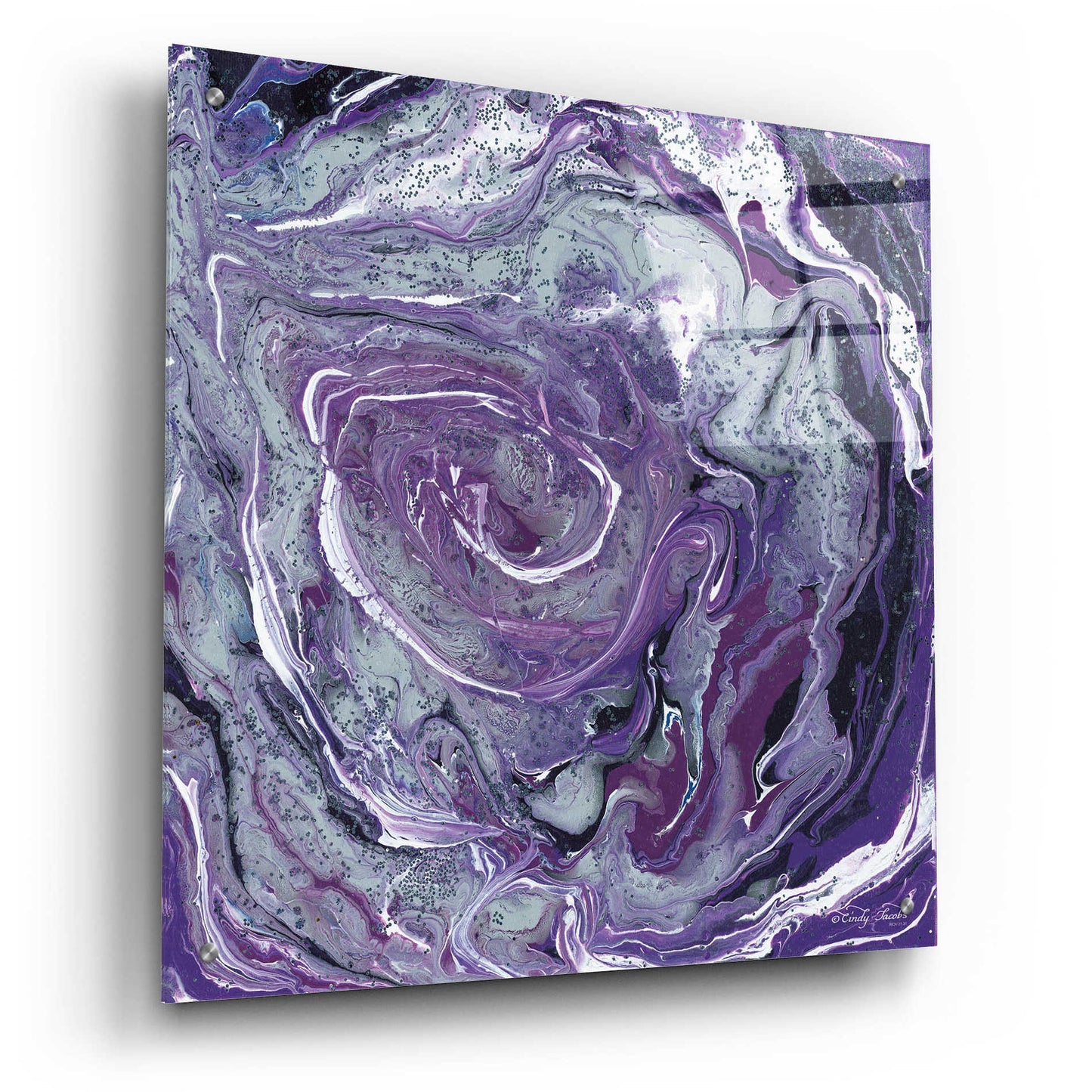 Epic Art 'Abstract in Purple II' by Cindy Jacobs, Acrylic Glass Wall Art,24x24