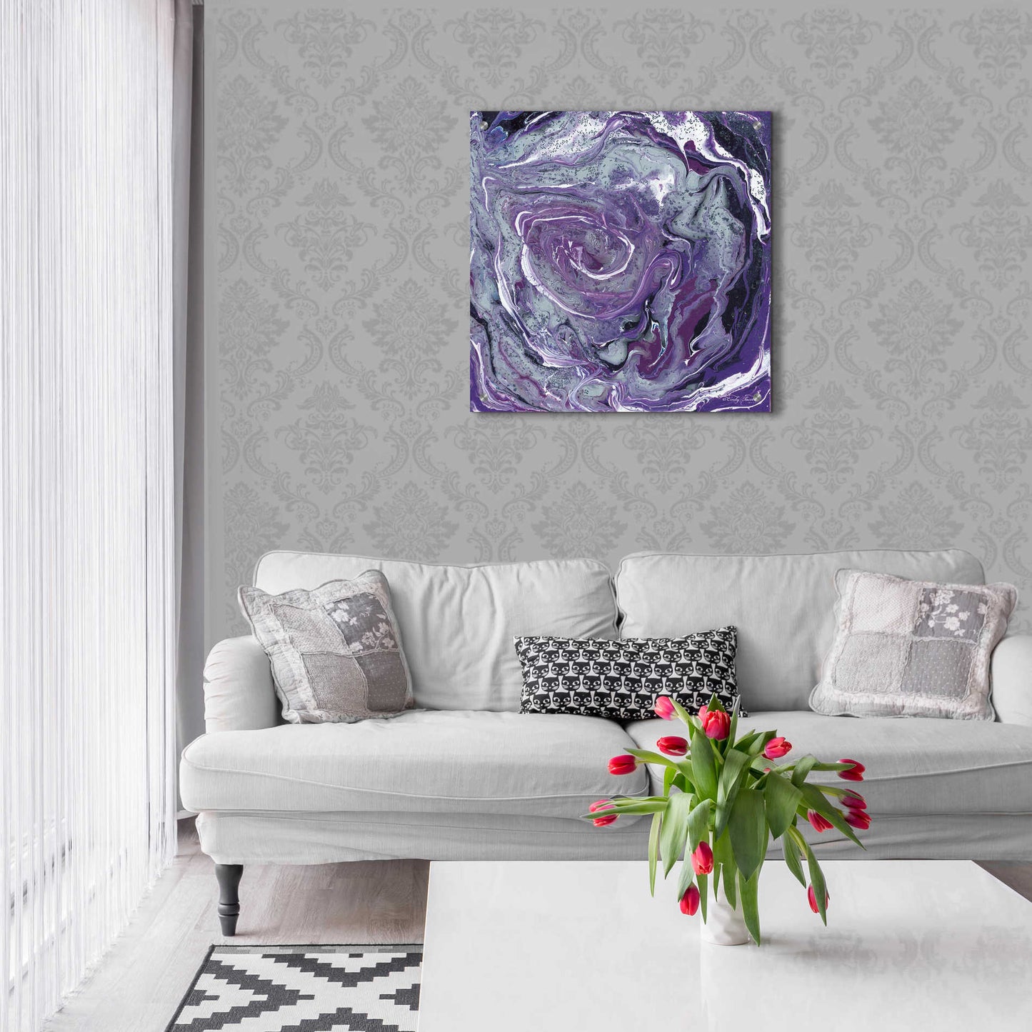Epic Art 'Abstract in Purple II' by Cindy Jacobs, Acrylic Glass Wall Art,24x24