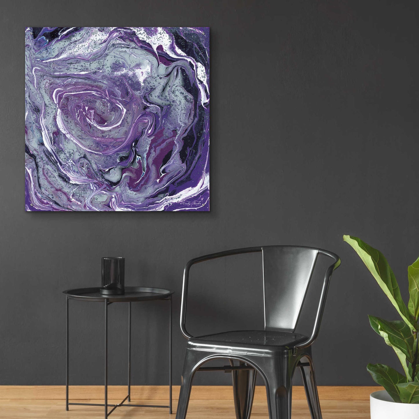 Epic Art 'Abstract in Purple II' by Cindy Jacobs, Acrylic Glass Wall Art,36x36
