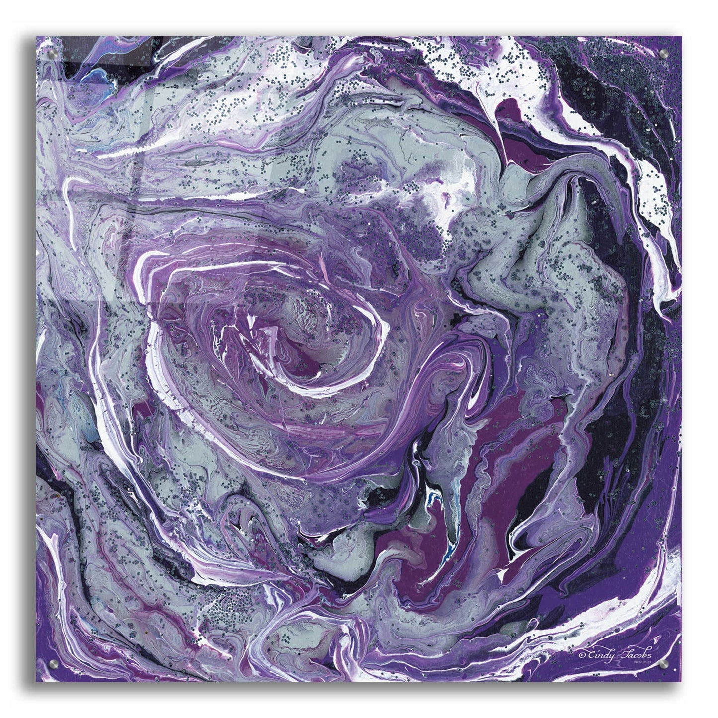 Epic Art 'Abstract in Purple II' by Cindy Jacobs, Acrylic Glass Wall Art,36x36