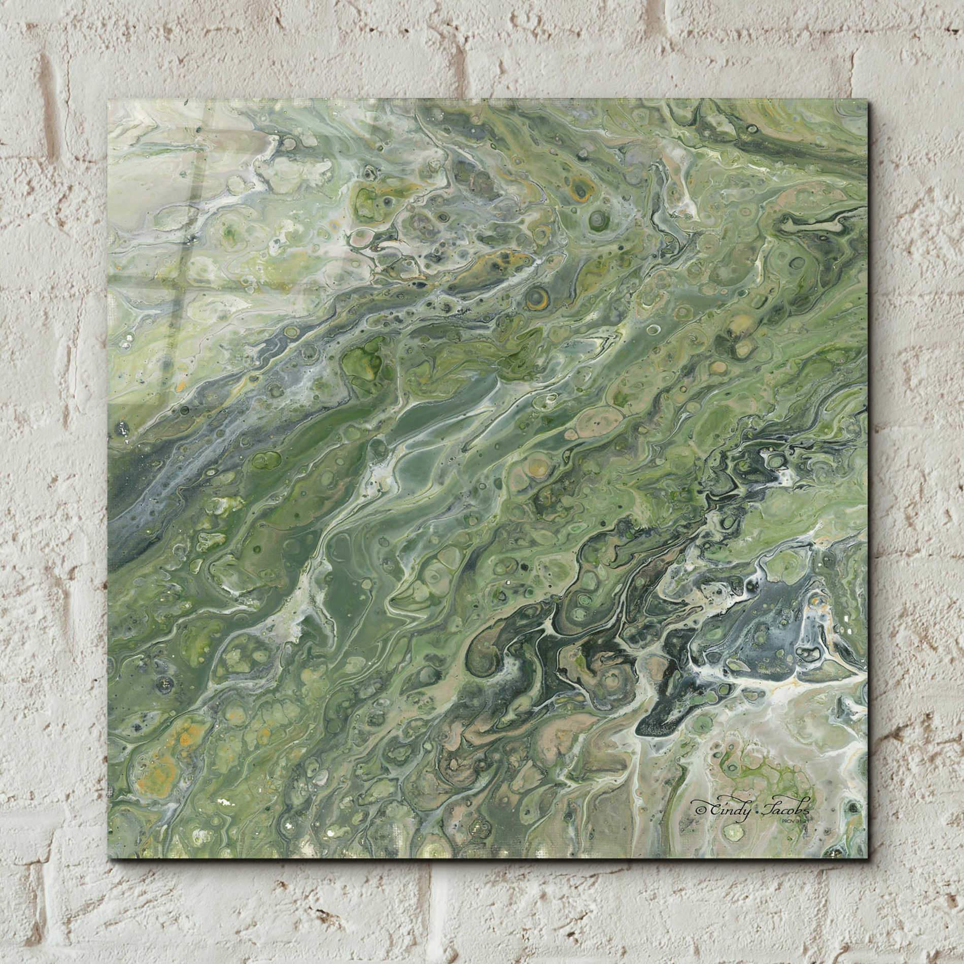 Epic Art 'Abstract in Seafoam II' by Cindy Jacobs, Acrylic Glass Wall Art,12x12