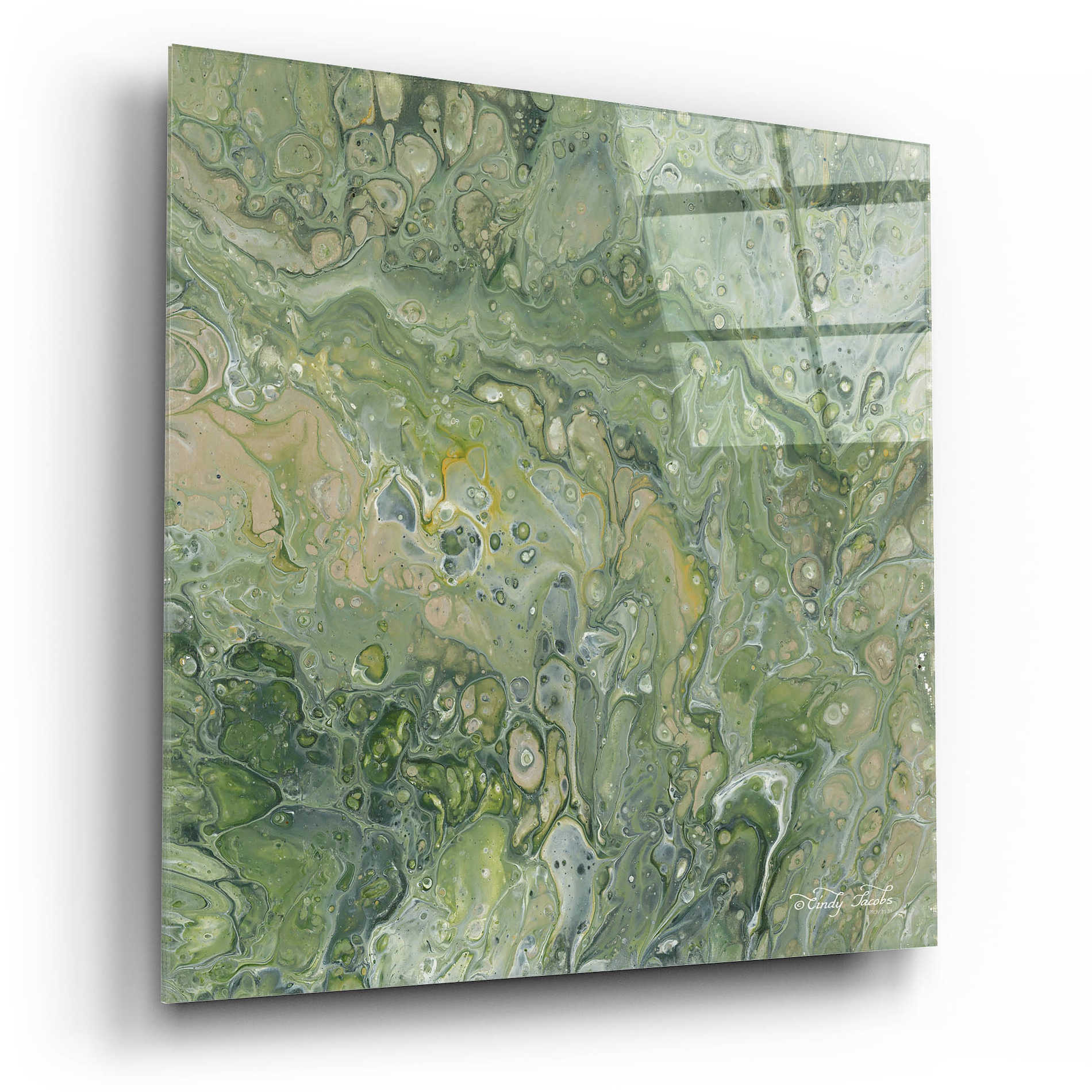 Epic Art 'Abstract in Seafoam III' by Cindy Jacobs, Acrylic Glass Wall Art,12x12