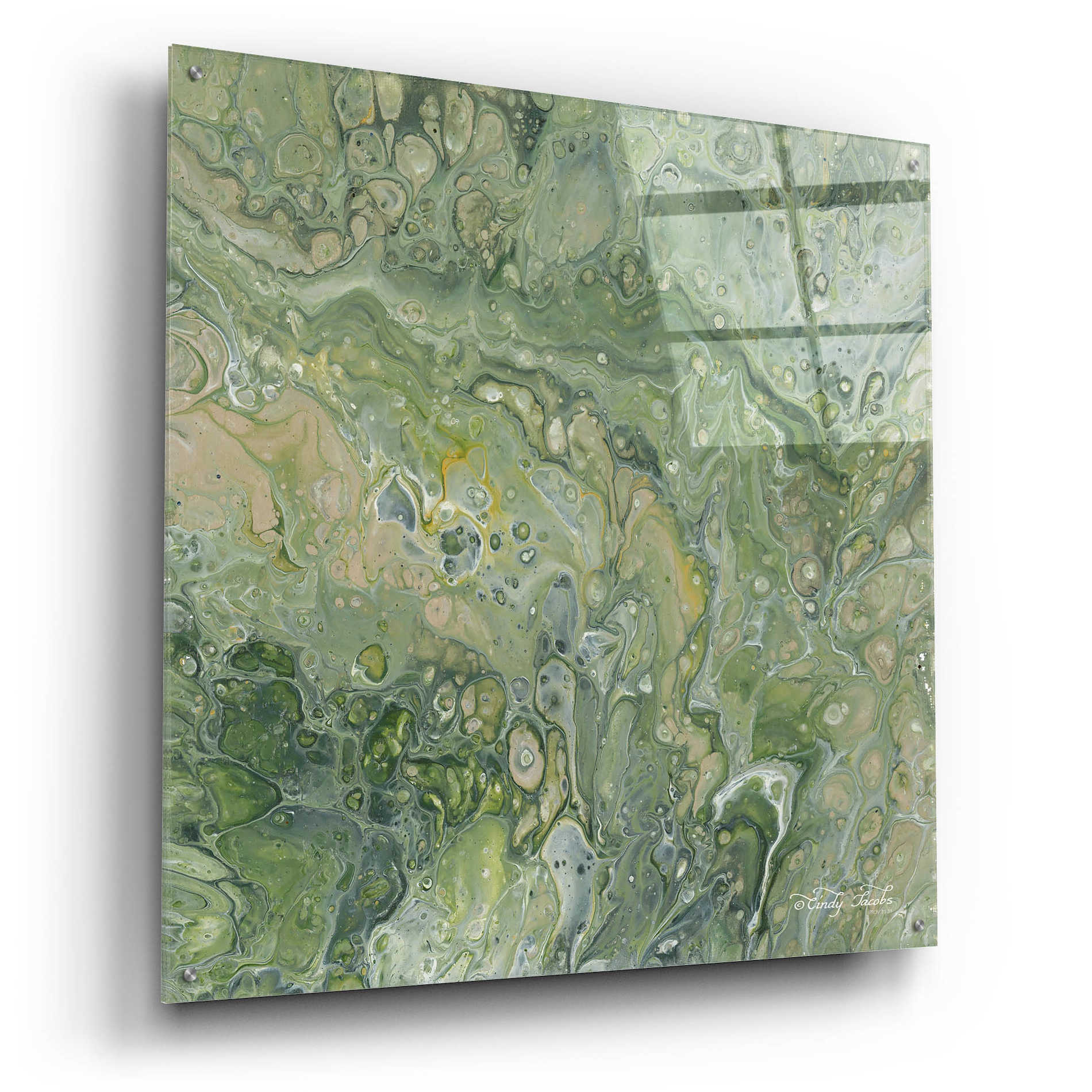 Epic Art 'Abstract in Seafoam III' by Cindy Jacobs, Acrylic Glass Wall Art,36x36