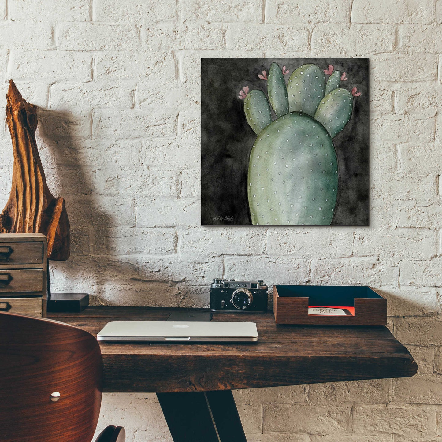 Epic Art 'Big Blooming Cactus I' by Cindy Jacobs, Acrylic Glass Wall Art,12x12