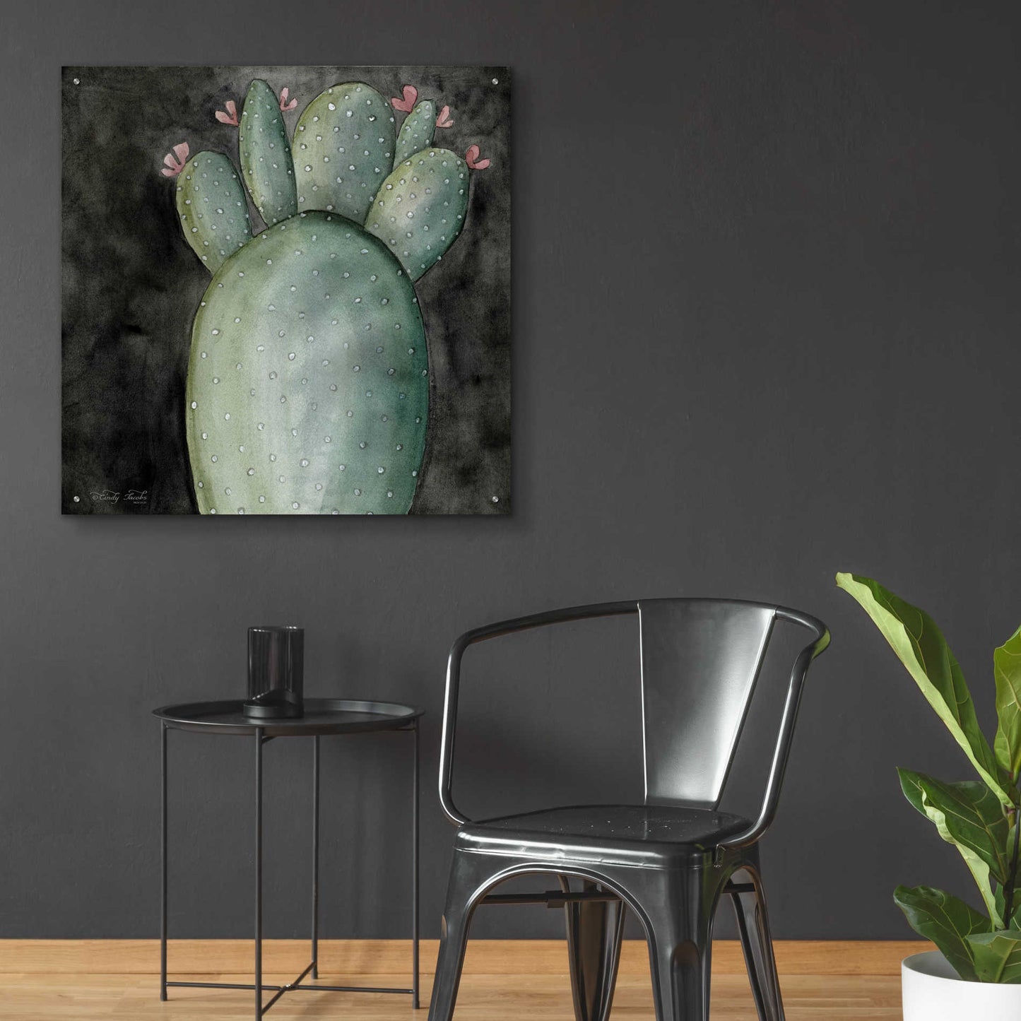 Epic Art 'Big Blooming Cactus I' by Cindy Jacobs, Acrylic Glass Wall Art,36x36