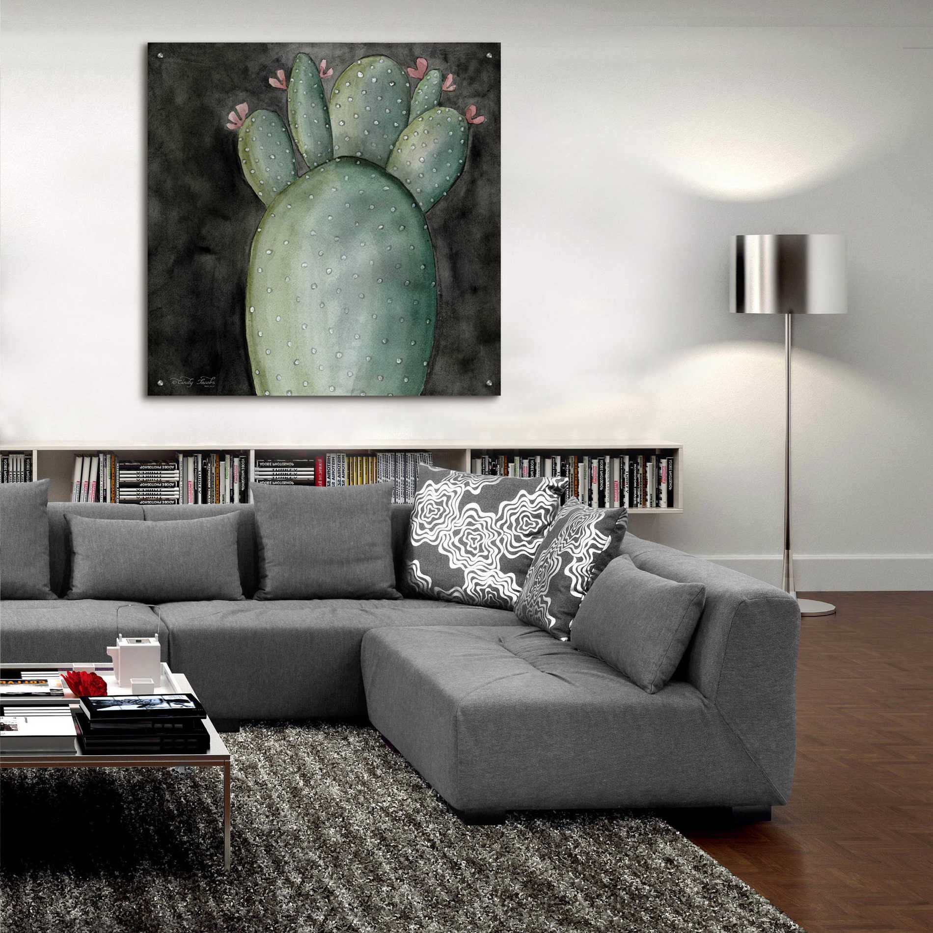 Epic Art 'Big Blooming Cactus I' by Cindy Jacobs, Acrylic Glass Wall Art,36x36