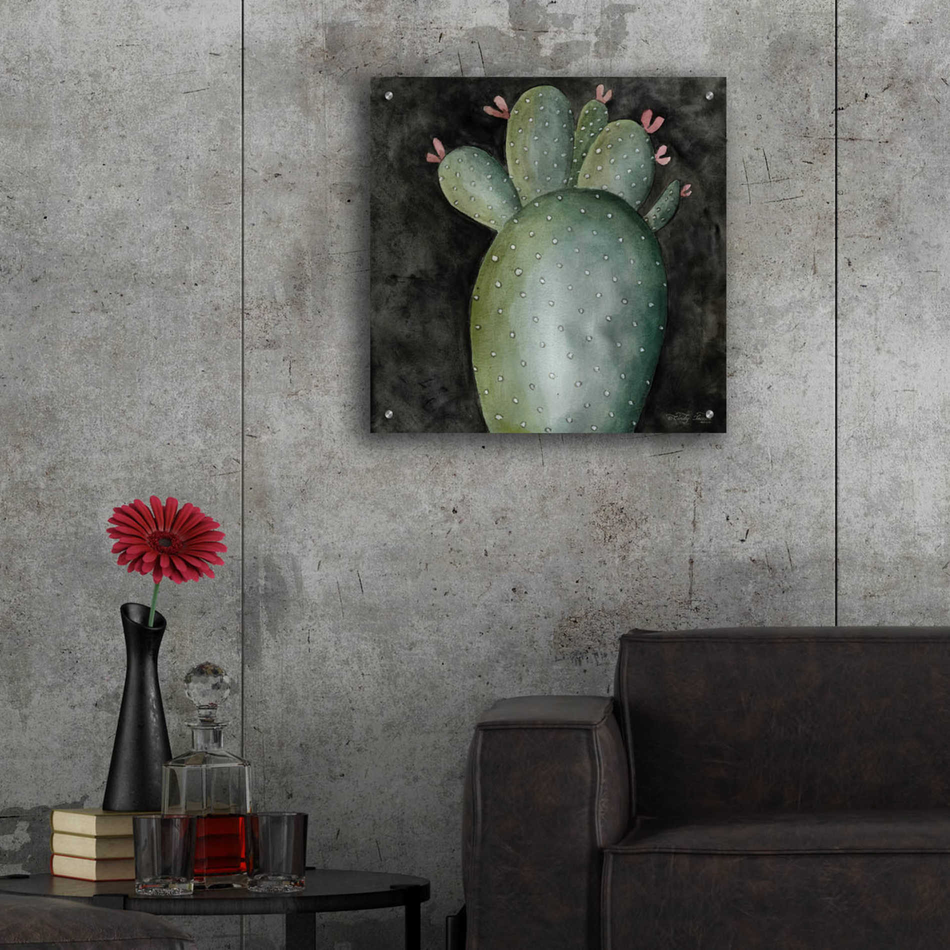 Epic Art 'Big Blooming Cactus II' by Cindy Jacobs, Acrylic Glass Wall Art,24x24