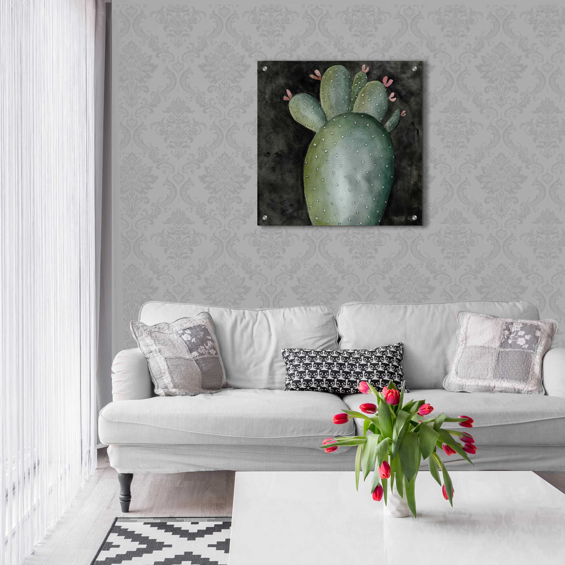 Epic Art 'Big Blooming Cactus II' by Cindy Jacobs, Acrylic Glass Wall Art,24x24