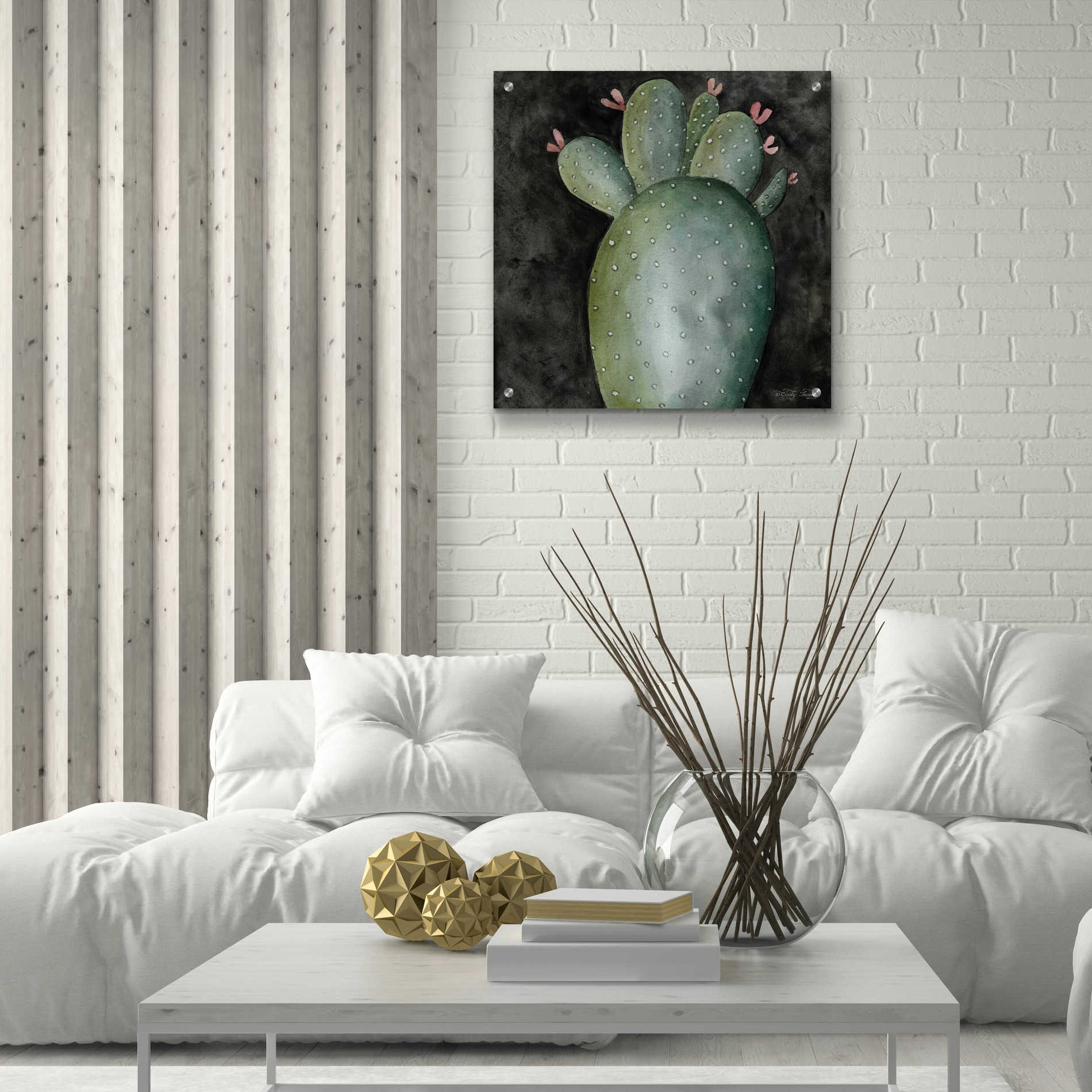 Epic Art 'Big Blooming Cactus II' by Cindy Jacobs, Acrylic Glass Wall Art,24x24