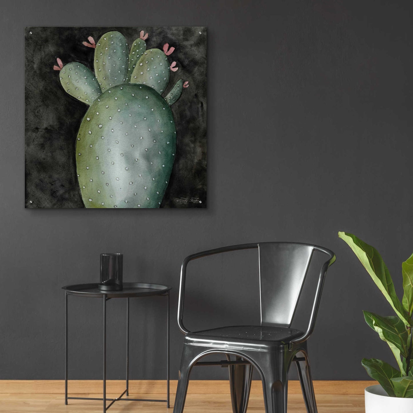 Epic Art 'Big Blooming Cactus II' by Cindy Jacobs, Acrylic Glass Wall Art,36x36