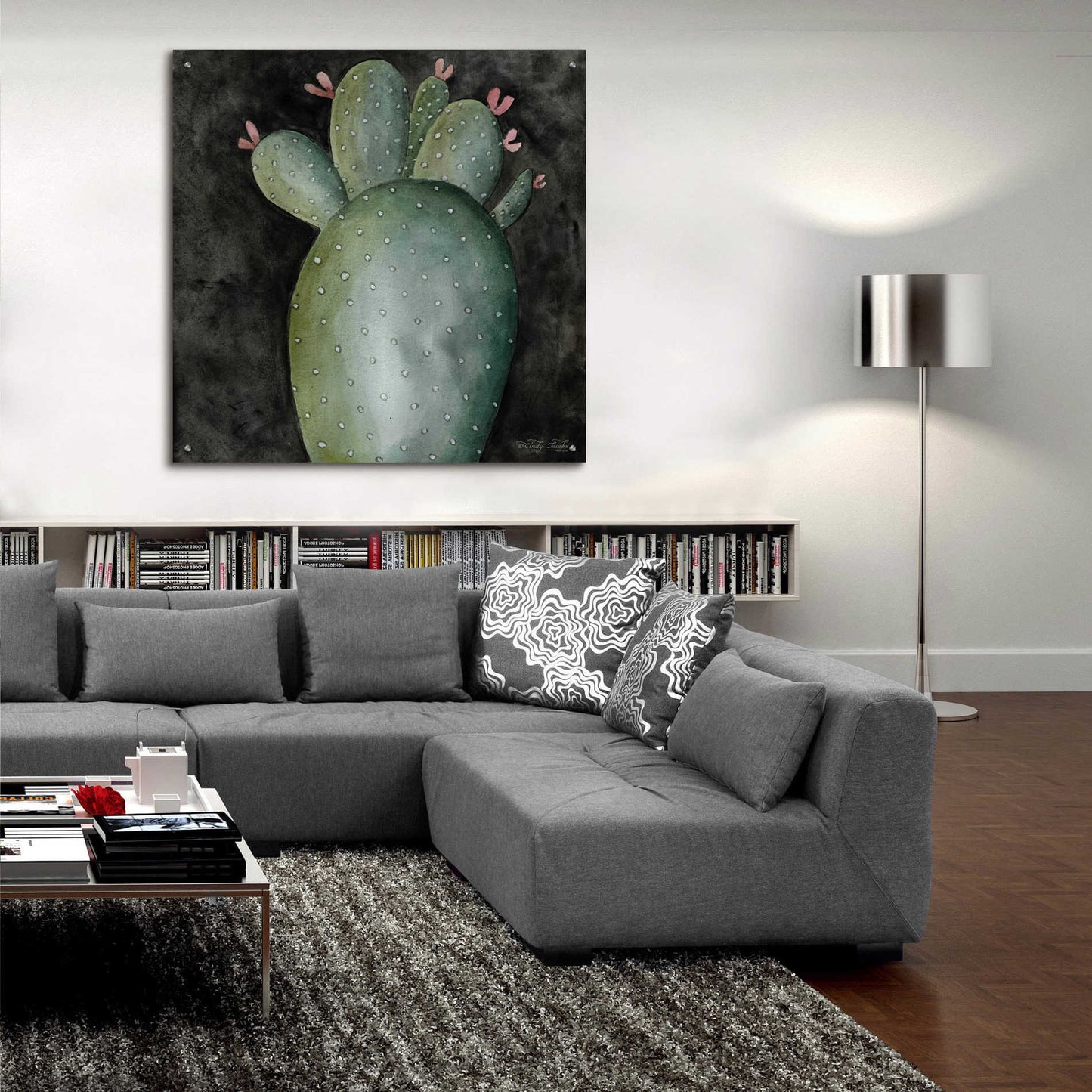 Epic Art 'Big Blooming Cactus II' by Cindy Jacobs, Acrylic Glass Wall Art,36x36