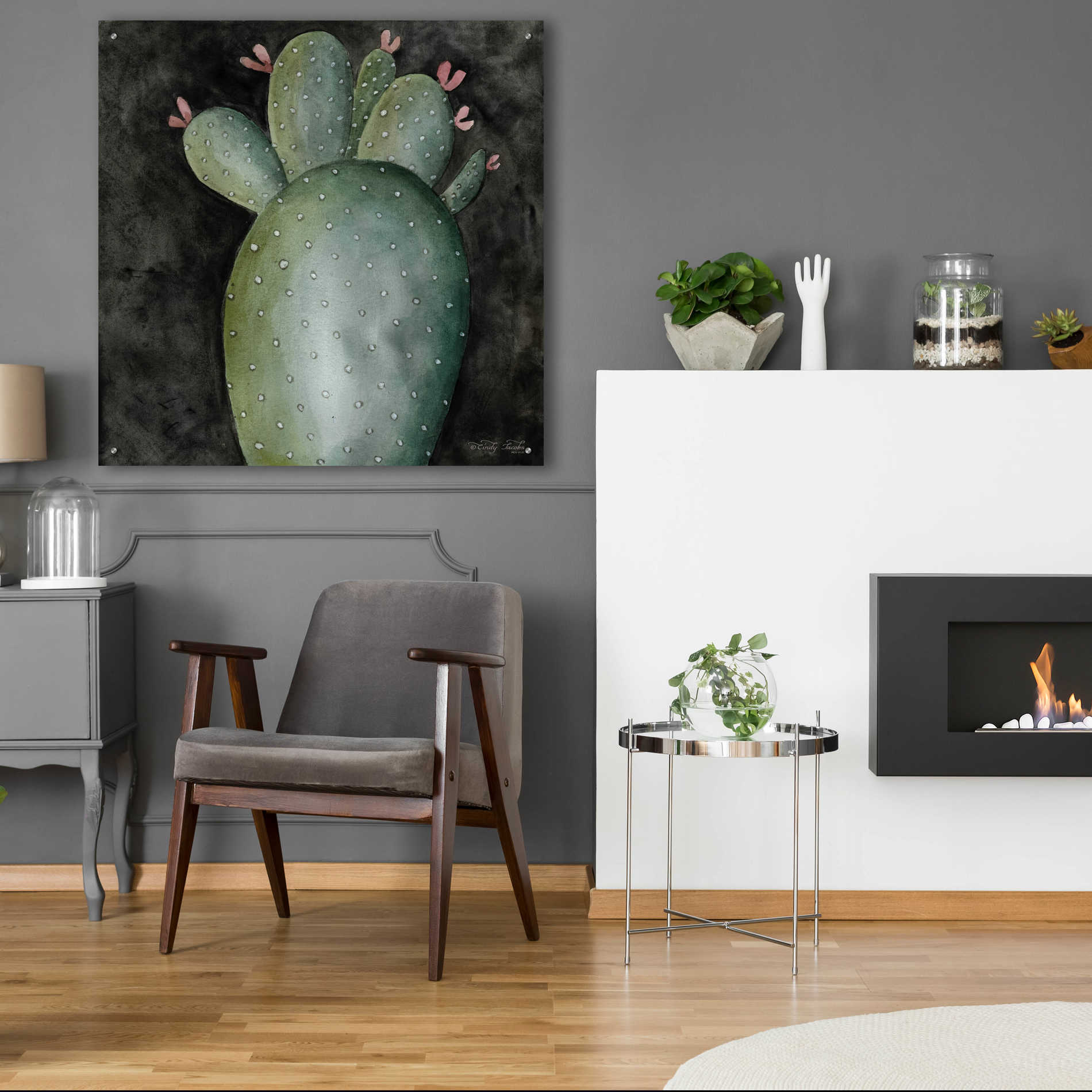 Epic Art 'Big Blooming Cactus II' by Cindy Jacobs, Acrylic Glass Wall Art,36x36