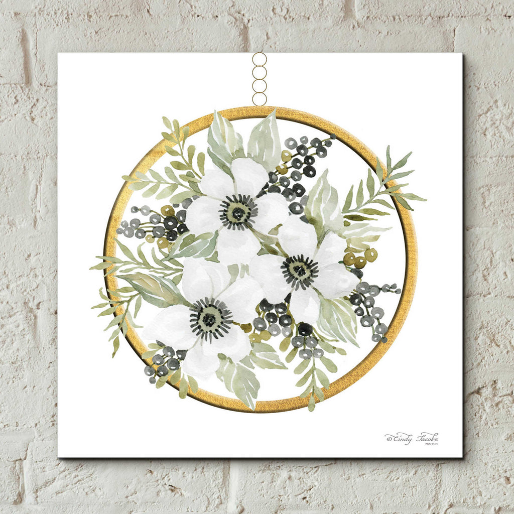 Epic Art 'Geometric Circle Muted Floral' by Cindy Jacobs, Acrylic Glass Wall Art,12x12