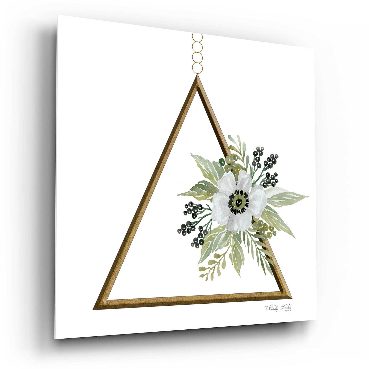 Epic Art 'Geometric Triangle Muted Floral II' by Cindy Jacobs, Acrylic Glass Wall Art,12x12