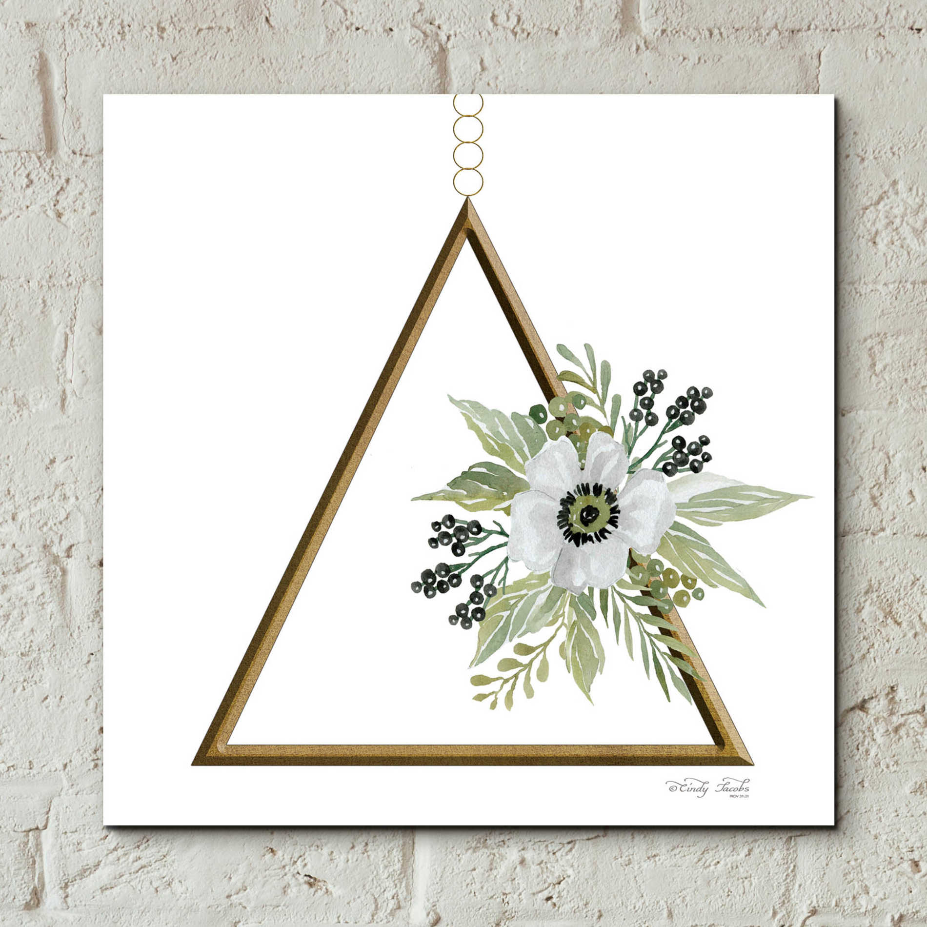 Epic Art 'Geometric Triangle Muted Floral II' by Cindy Jacobs, Acrylic Glass Wall Art,12x12