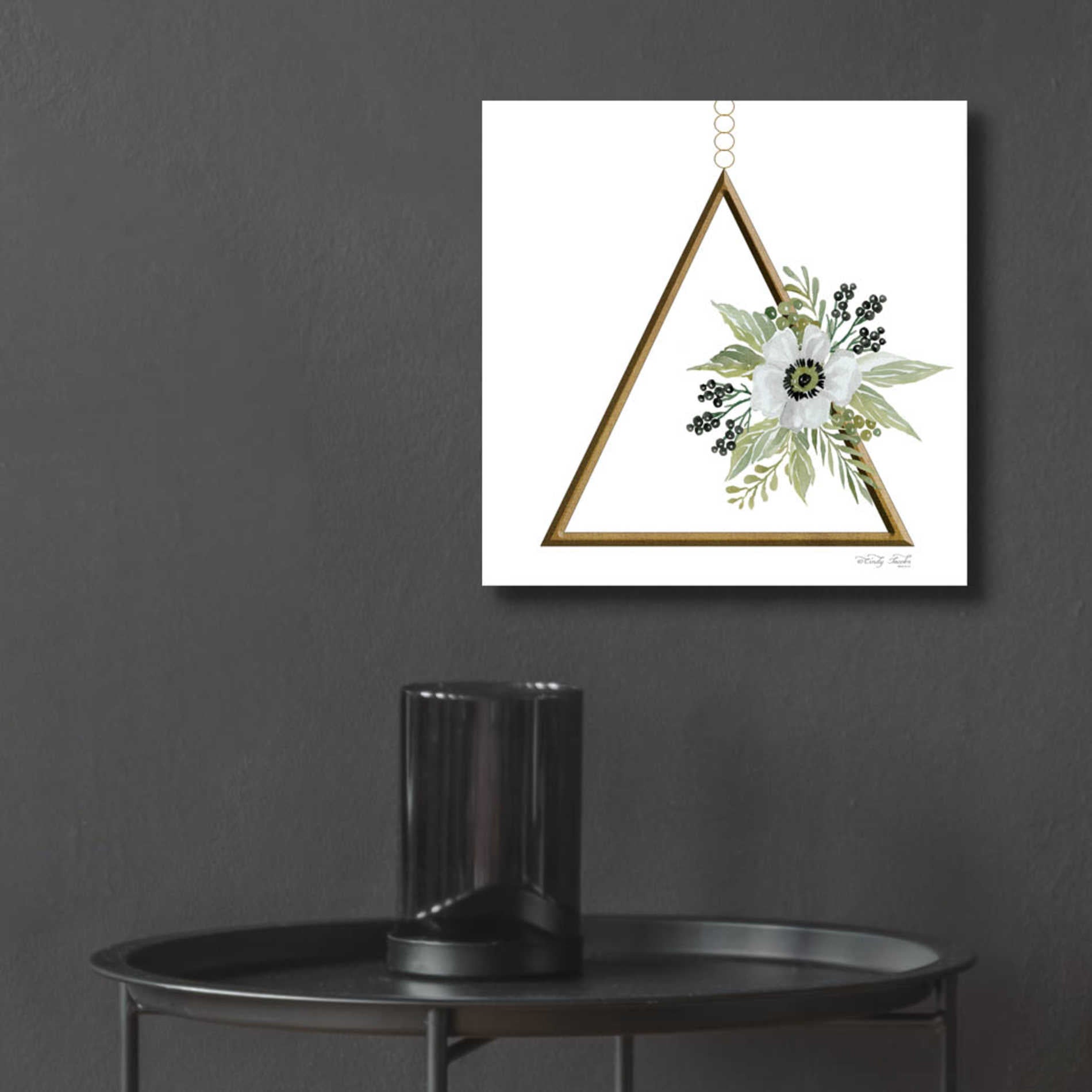 Epic Art 'Geometric Triangle Muted Floral II' by Cindy Jacobs, Acrylic Glass Wall Art,12x12