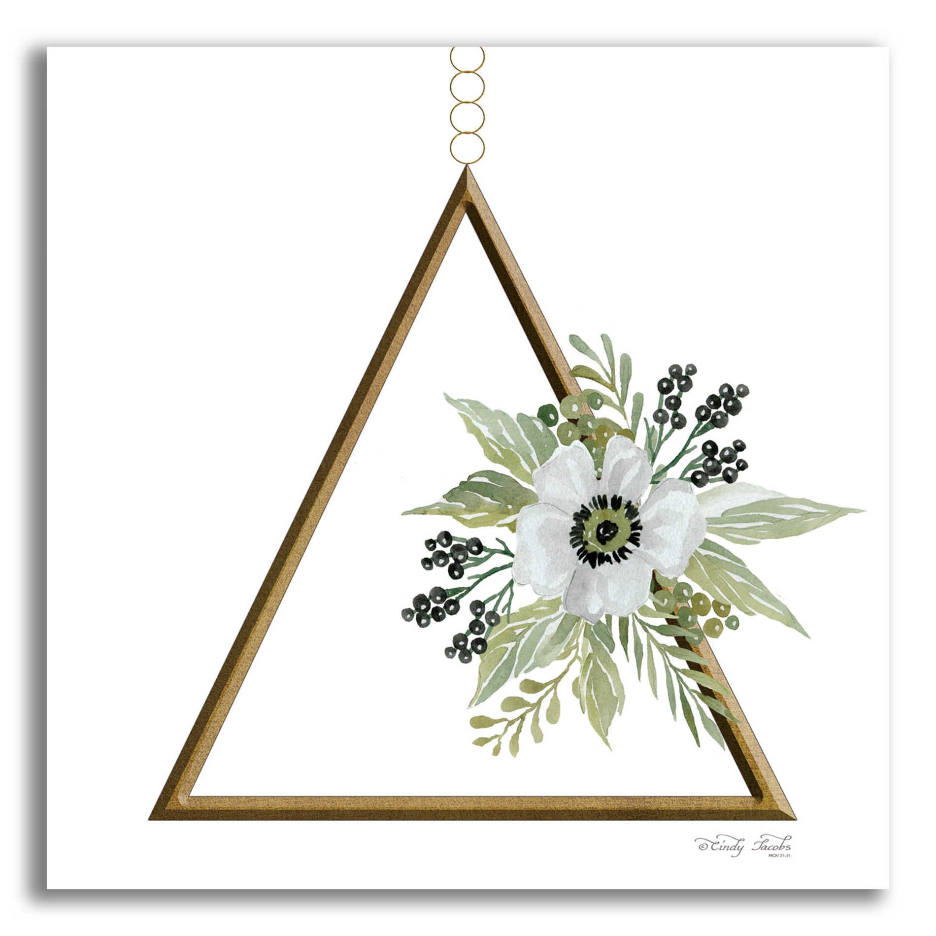 Epic Art 'Geometric Triangle Muted Floral II' by Cindy Jacobs, Acrylic Glass Wall Art