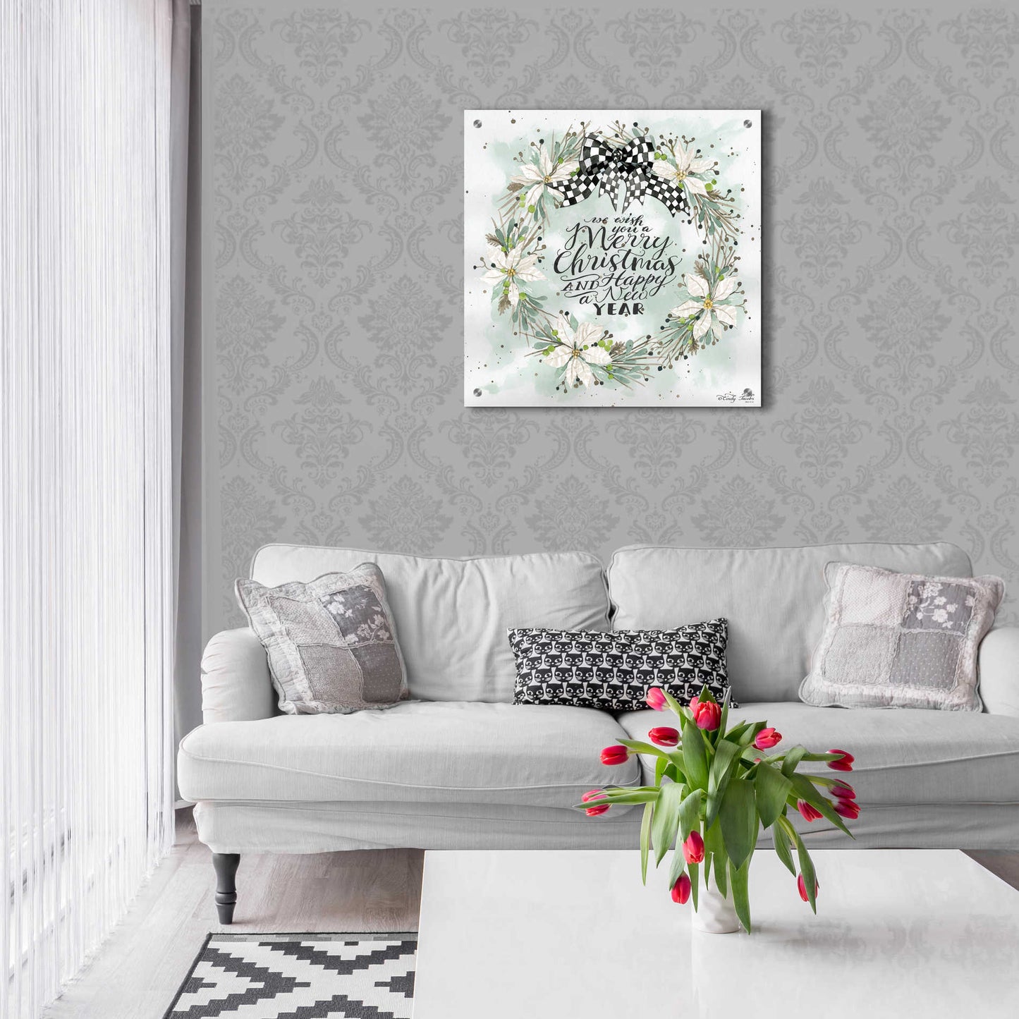 Epic Art 'We Wish You a Merry Christmas' by Cindy Jacobs, Acrylic Glass Wall Art,24x24